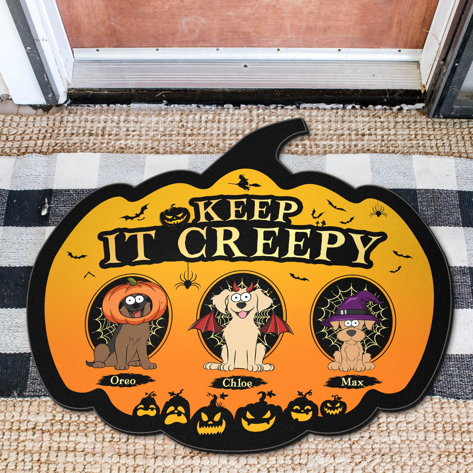 Keep It Creepy Gift For Pet Lovers With Halloween Monsters - Personalized Doormat