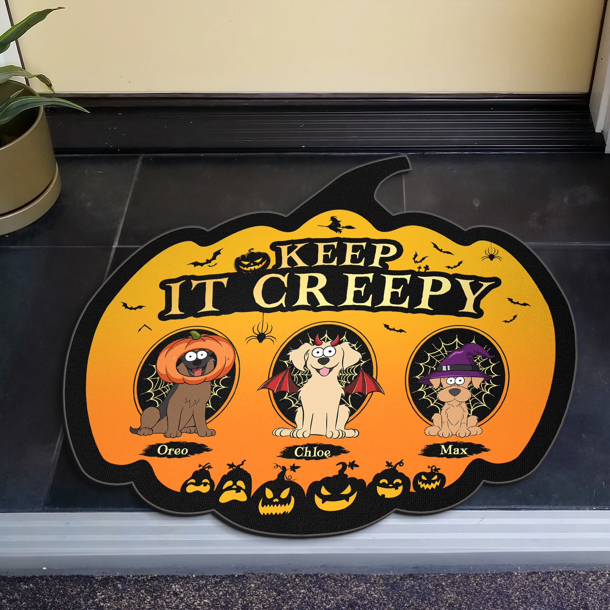 Keep It Creepy Gift For Pet Lovers With Halloween Monsters - Personalized Doormat