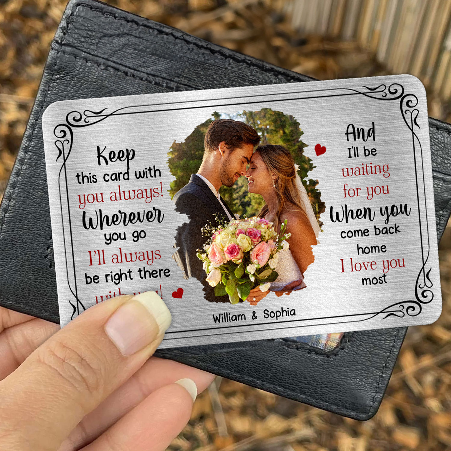 Keep This Card With You Always - Personalized Aluminum Photo Wallet Card