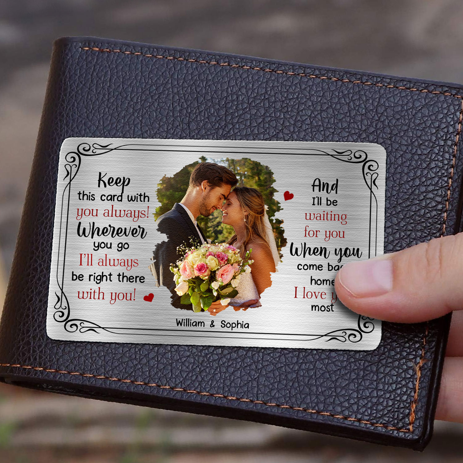 Keep This Card With You Always - Personalized Aluminum Photo Wallet Card