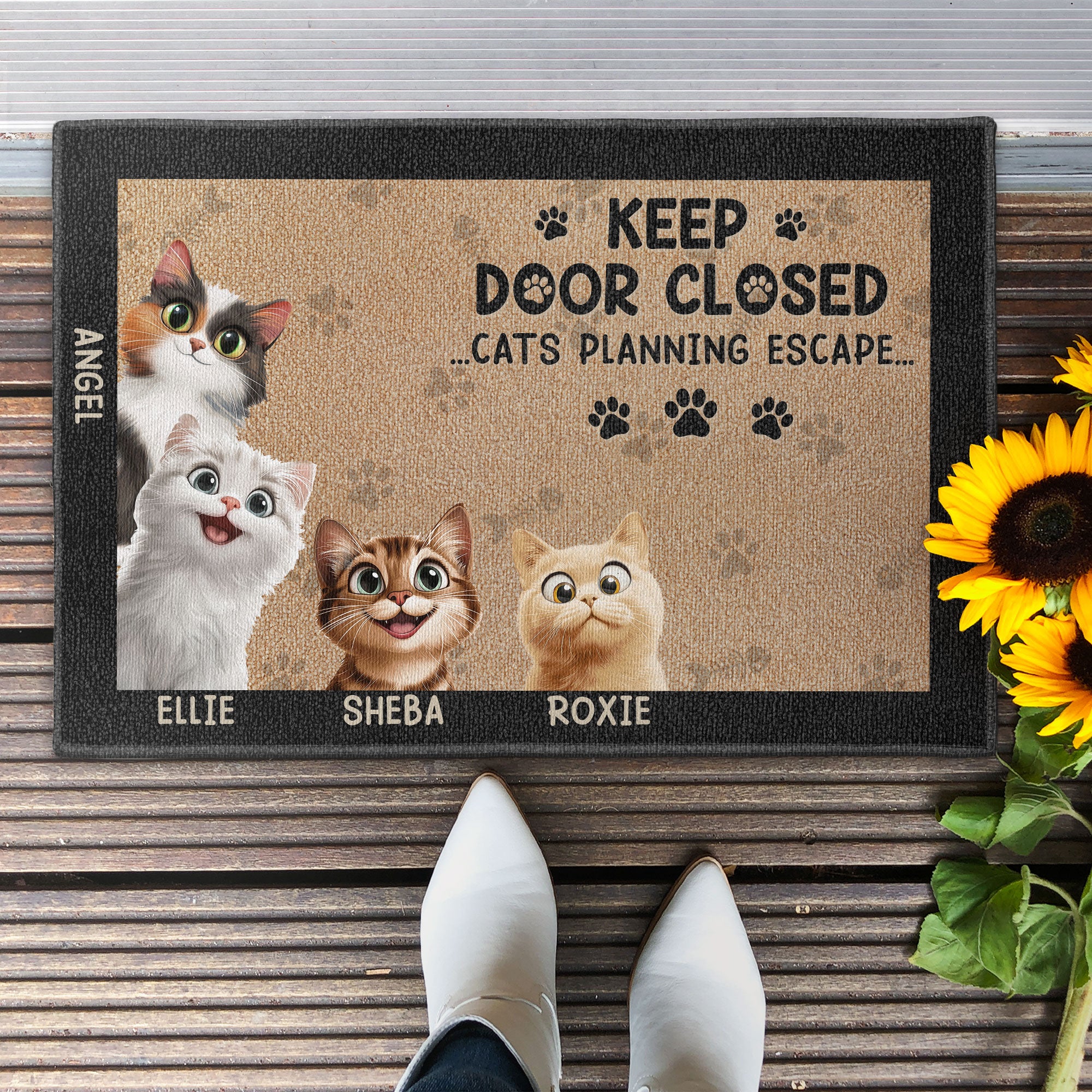 Keep Door Closed - Cartoon Pet - Personalized Doormat