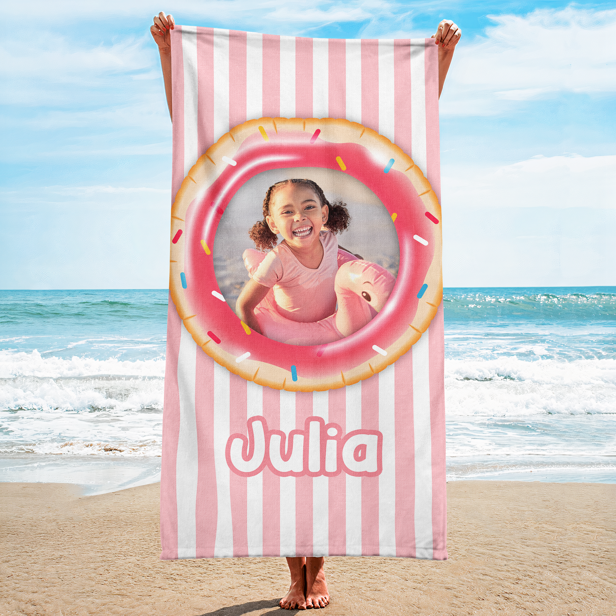 Kid Float Pool Party - Personalized Photo Beach Towel