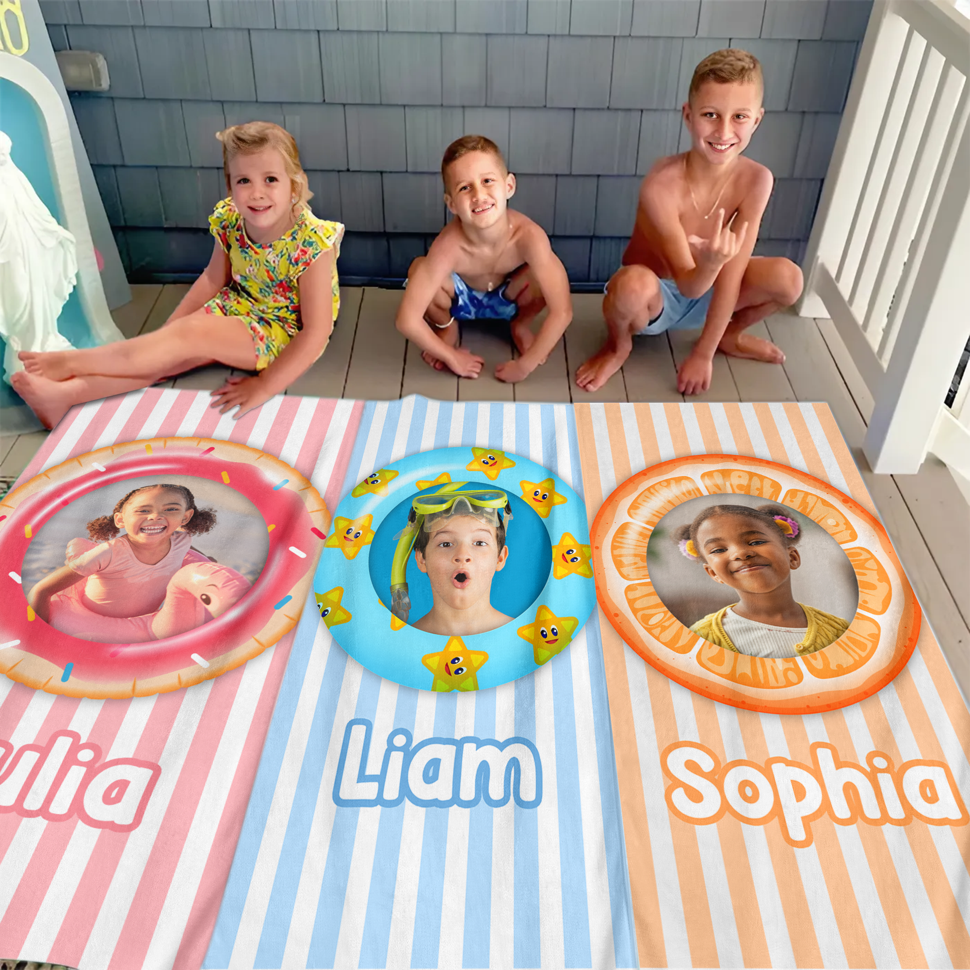 Kid Float Pool Party - Personalized Photo Beach Towel