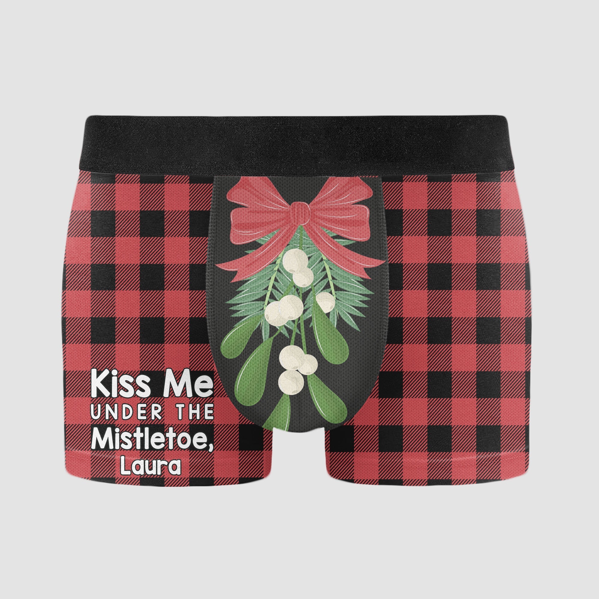 Kiss Me Under The Mistletoe Funny - Personalized Men's Boxer Briefs