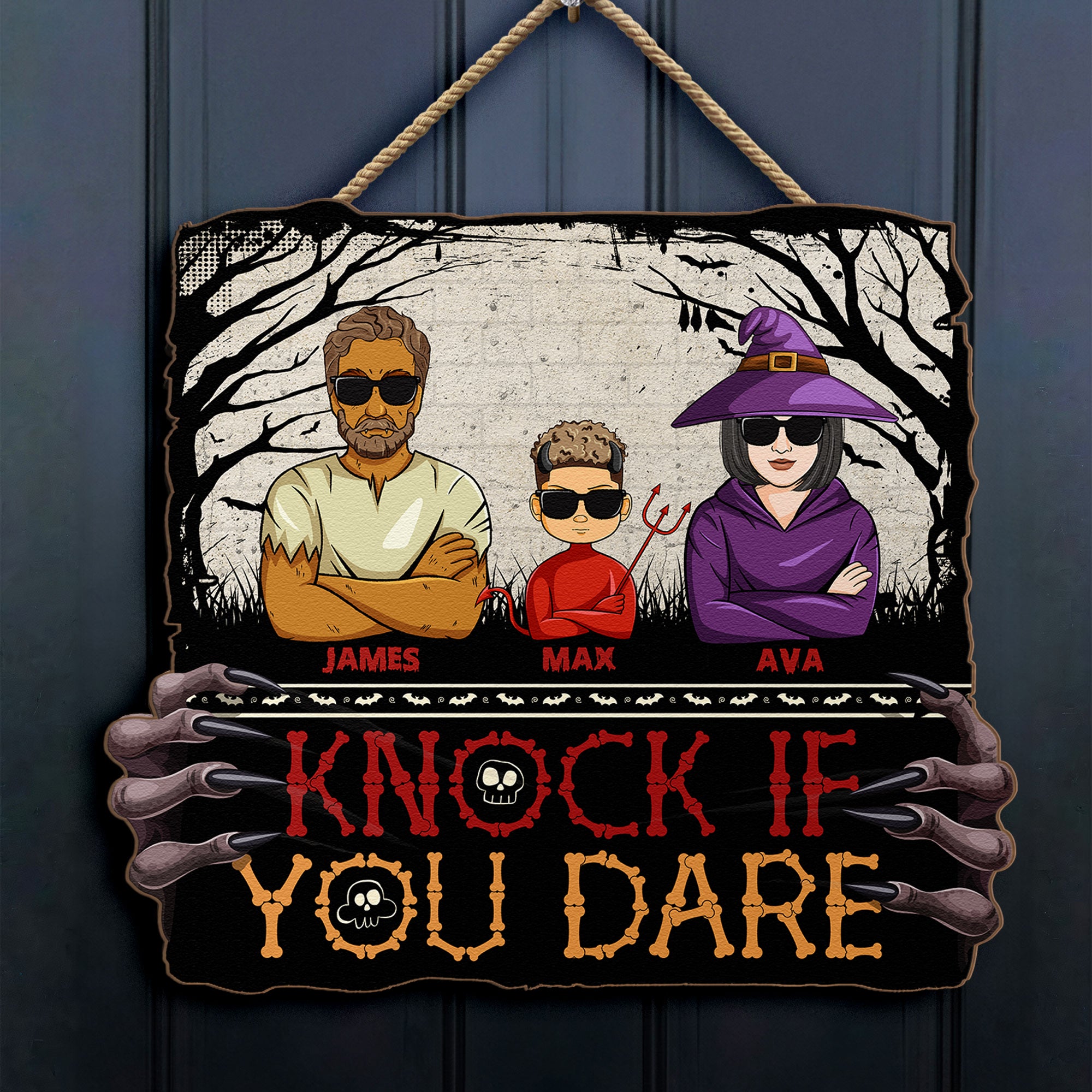 Knock If You Dare - Personalized Wood Sign