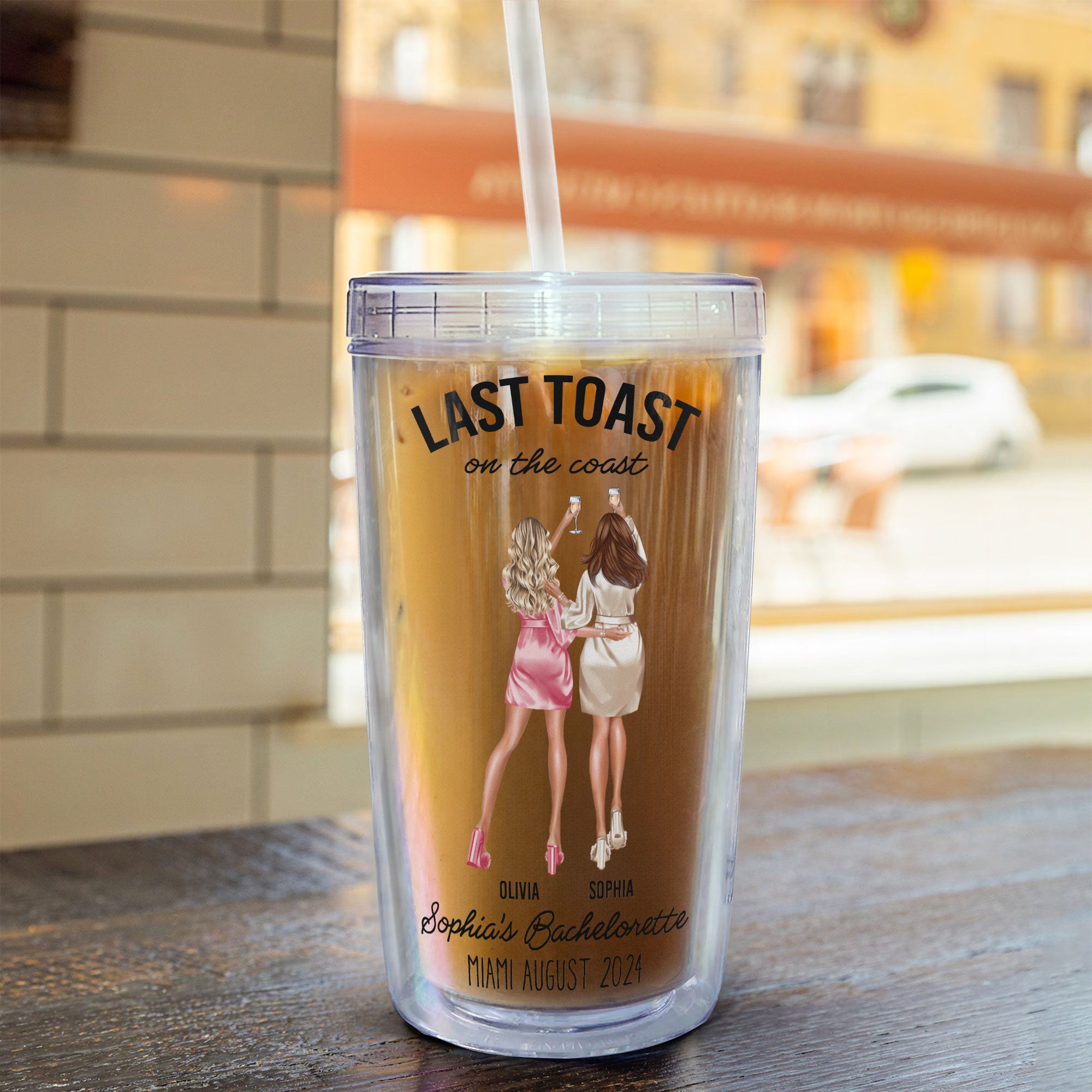 Last Toast On The Coast Bachelorette Party - Personalized Acrylic Tumbler With Straw