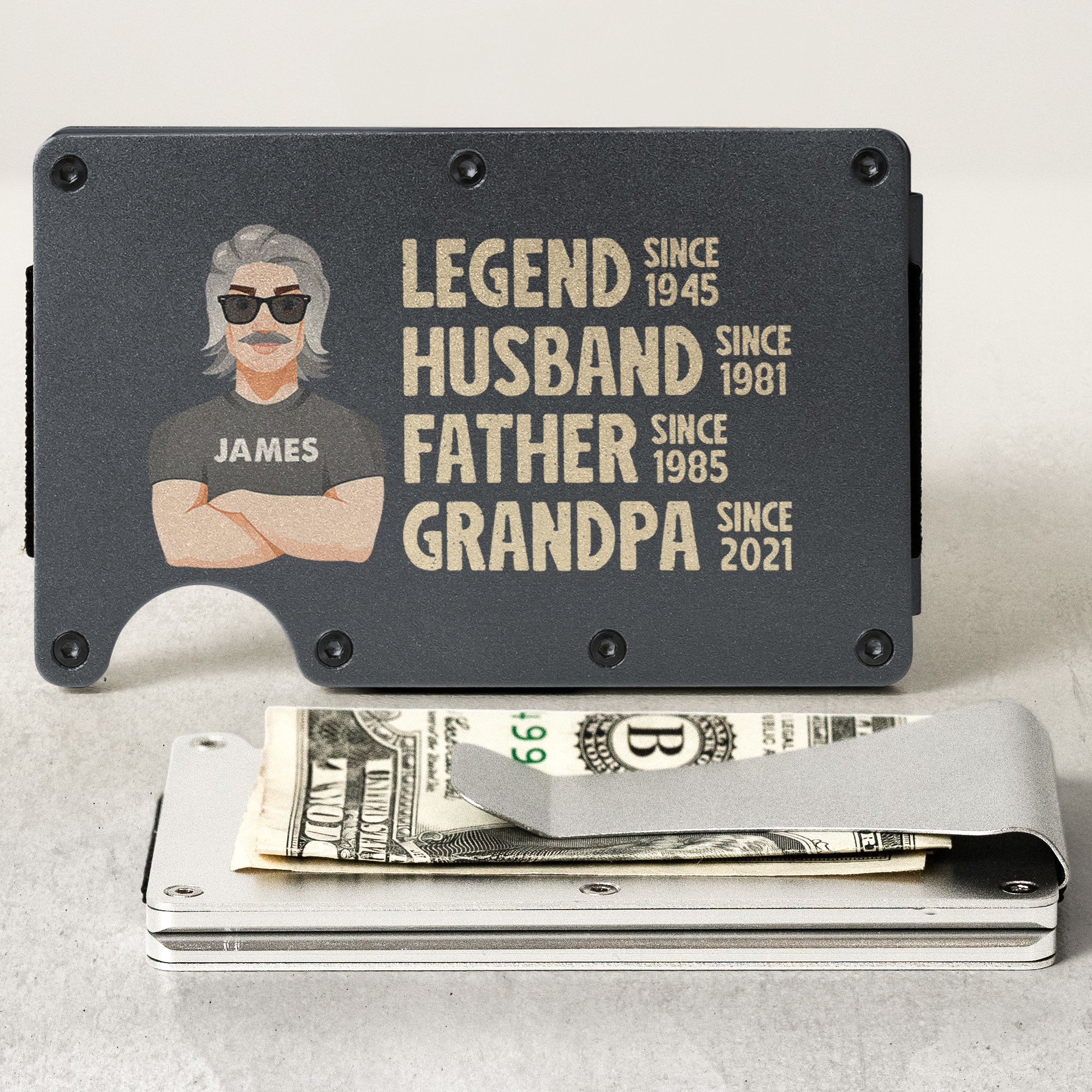 Legend Husband Dad Grandpa - Personalized Metal Card Holder