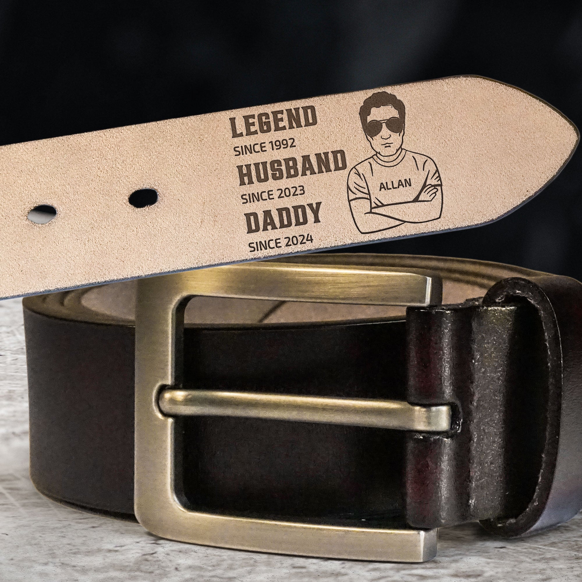 Legend Husband Daddy - Personalized Engraved Leather Belt