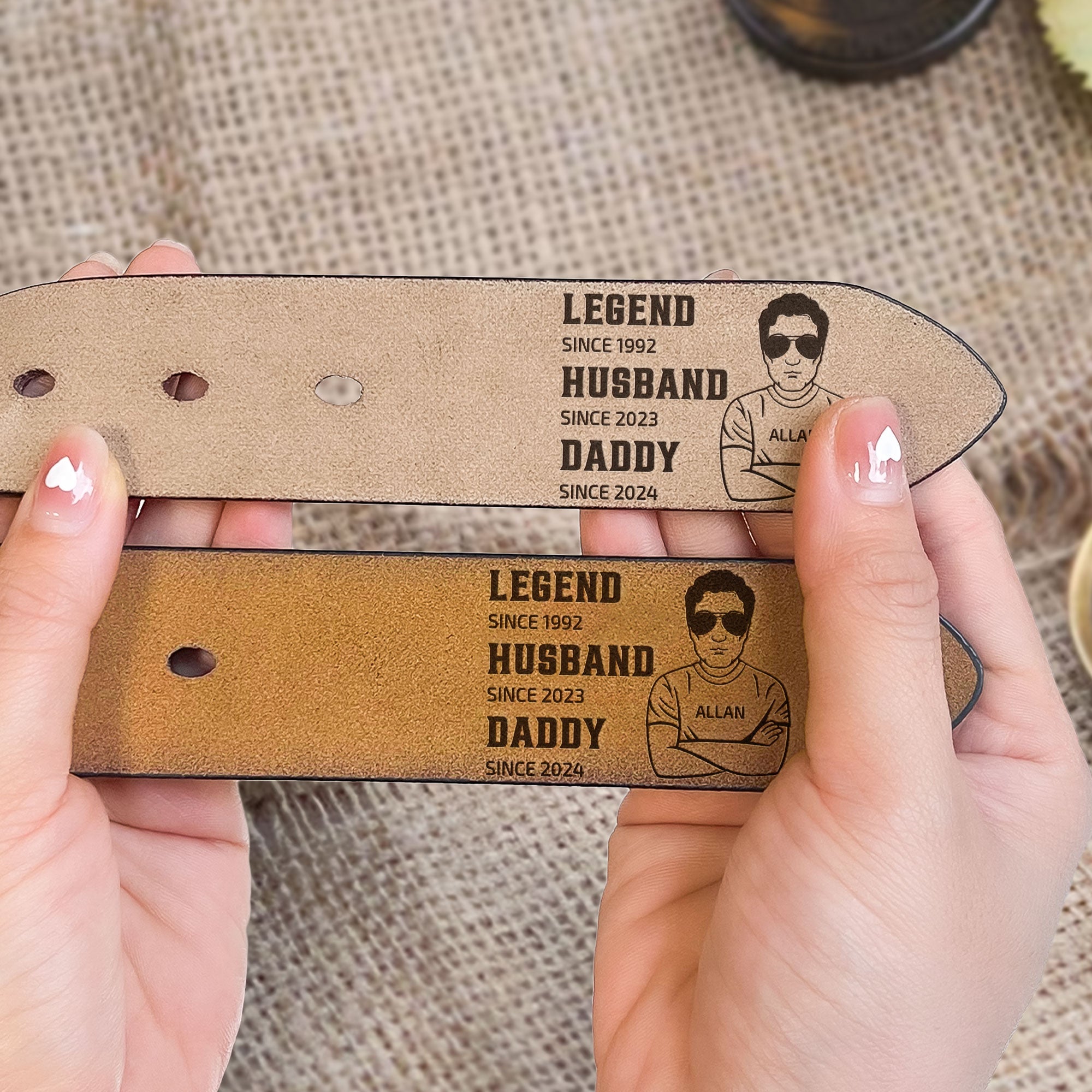 Legend Husband Daddy - Personalized Engraved Leather Belt