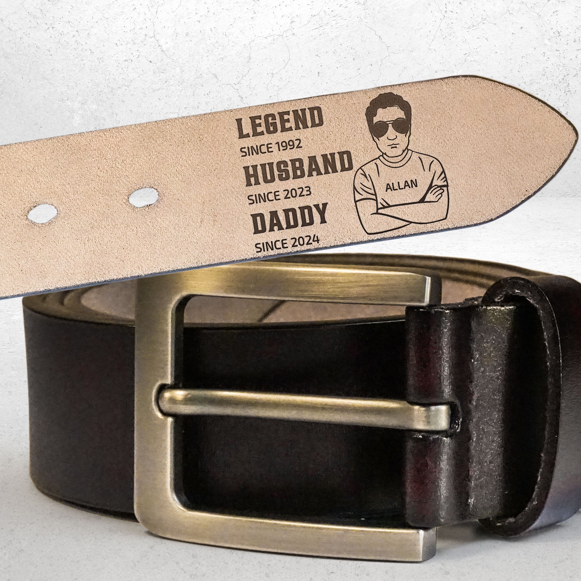 Legend Husband Daddy - Personalized Engraved Leather Belt