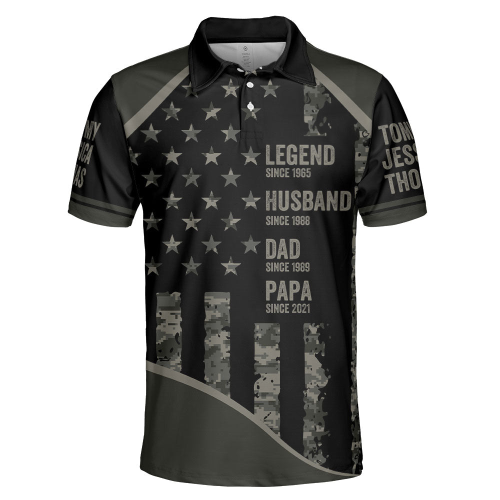 Legend, Husband, Dad, Papa - Personalized Polo Shirt