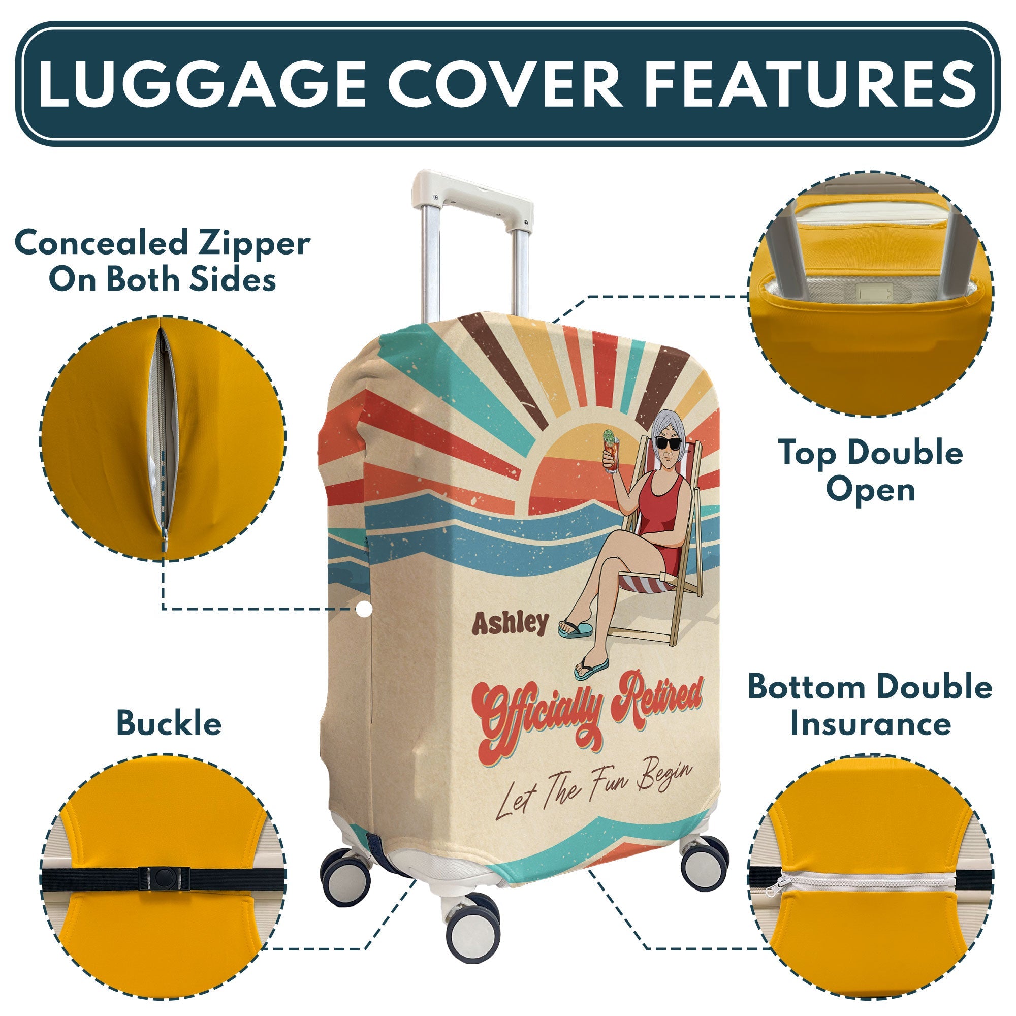 Let The Fun Begin Retirement - Personalized Luggage Cover