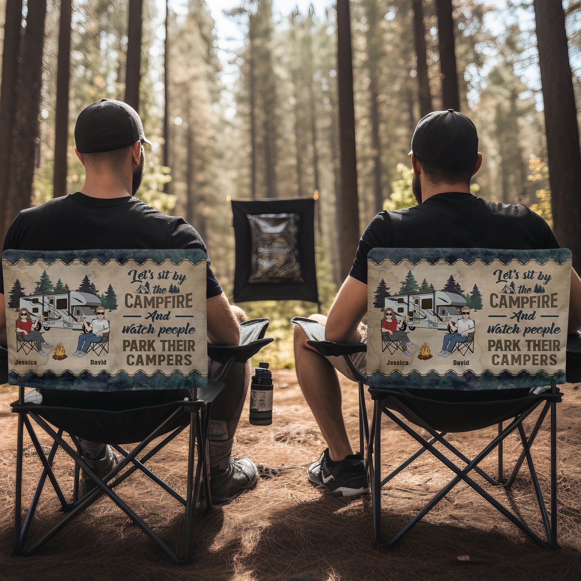 Let's Sit By The Campfire - Personalized Folding Chair Cover