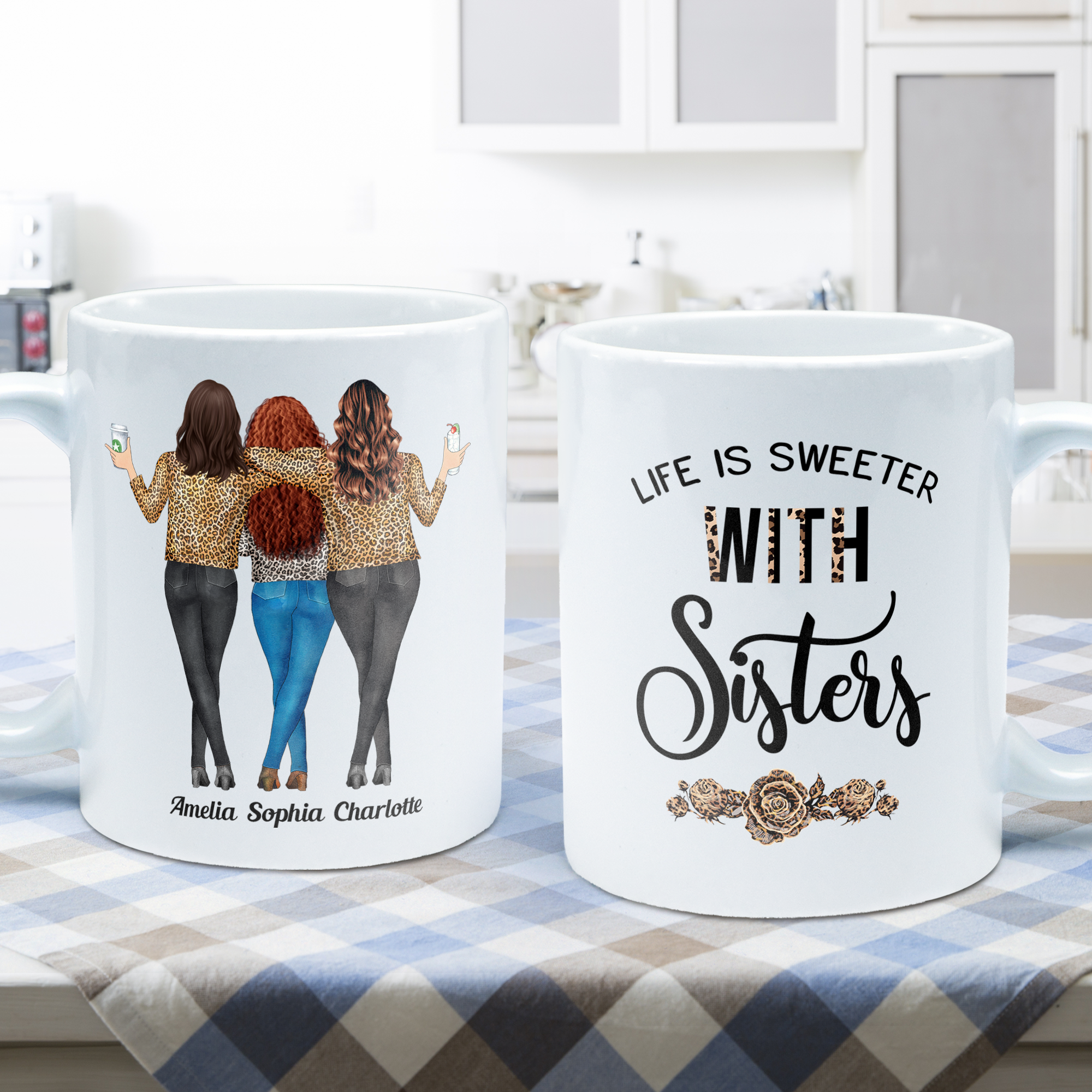 Life Is Better And Sweeter With Sisters - Personalized Mug - Birthday Gift For Sisters, Sistas