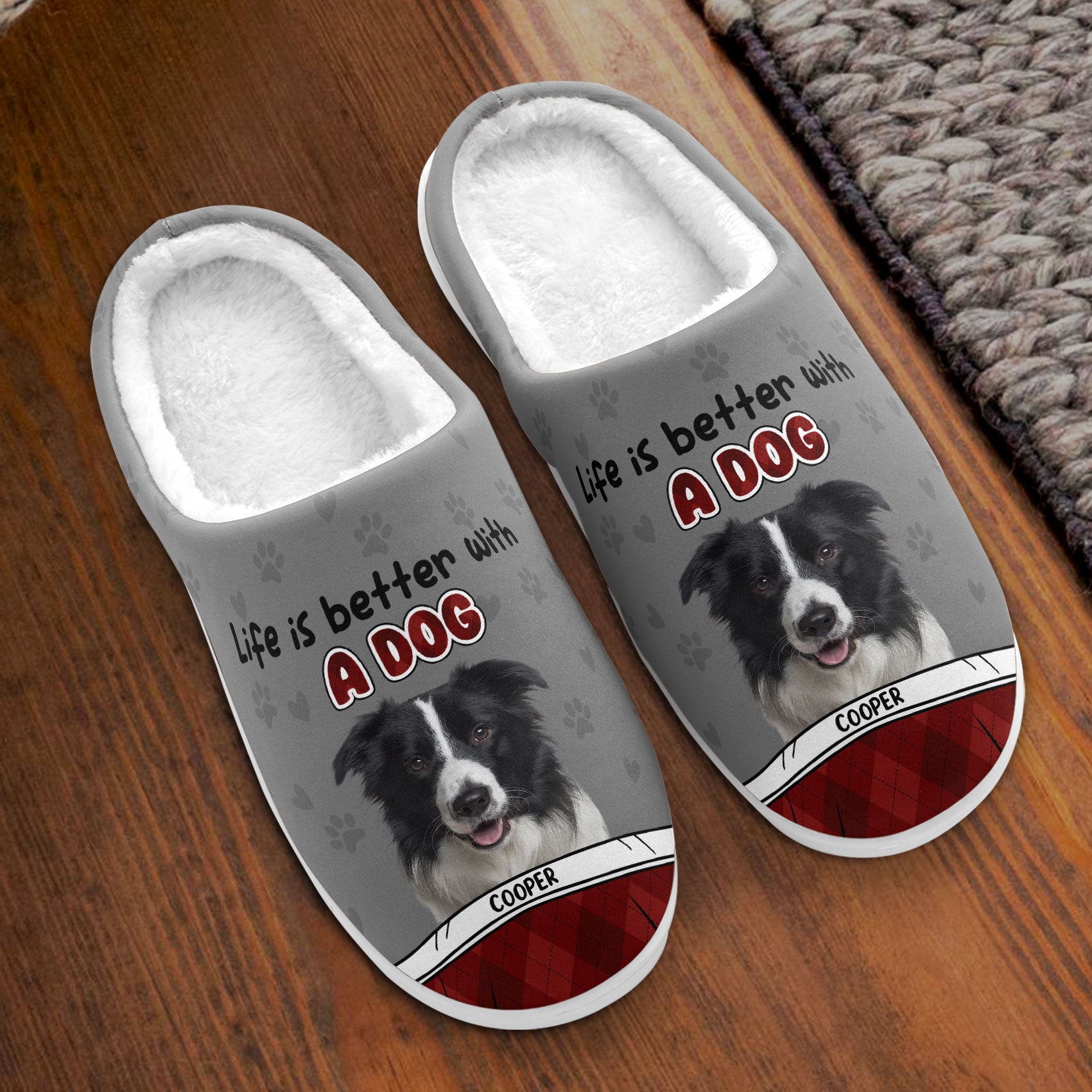 Life Is Better With A Dog - Personalized Photo Slippers