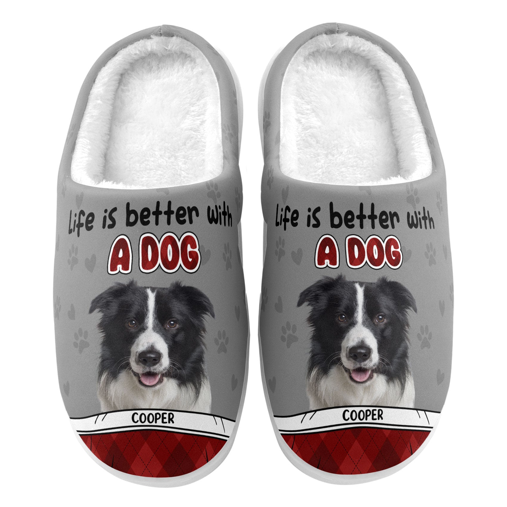 Life Is Better With A Dog - Personalized Photo Slippers