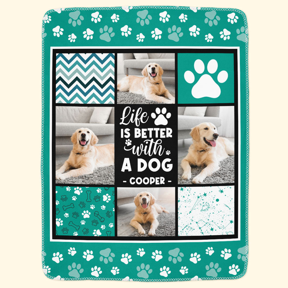 Life Is Better With A Dog Pet Lovers - Personalized Photo Blanket