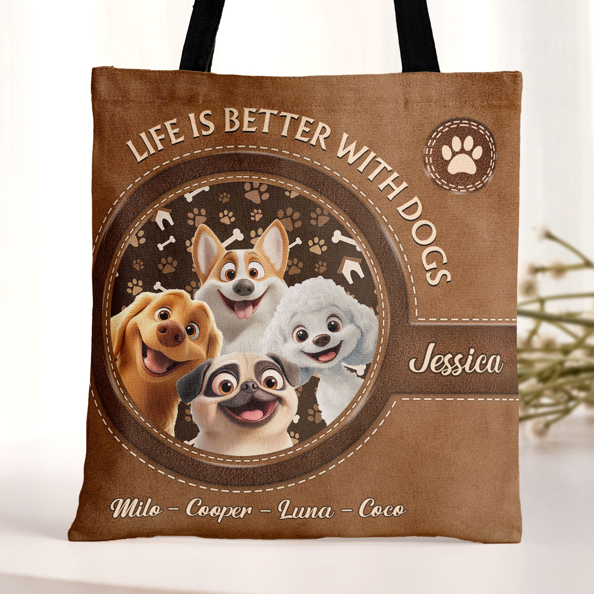 Life Is Better With Dogs - Personalized Tote Bag