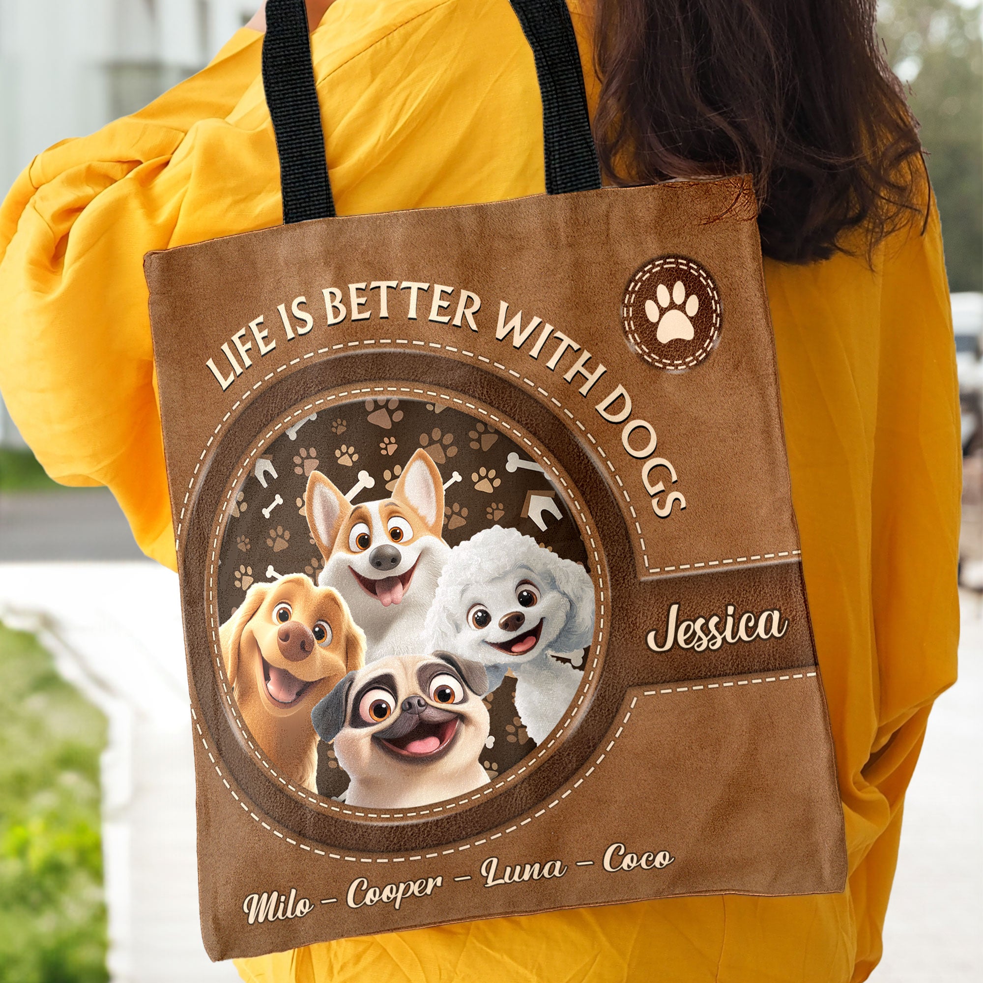 Life Is Better With Dogs - Personalized Tote Bag