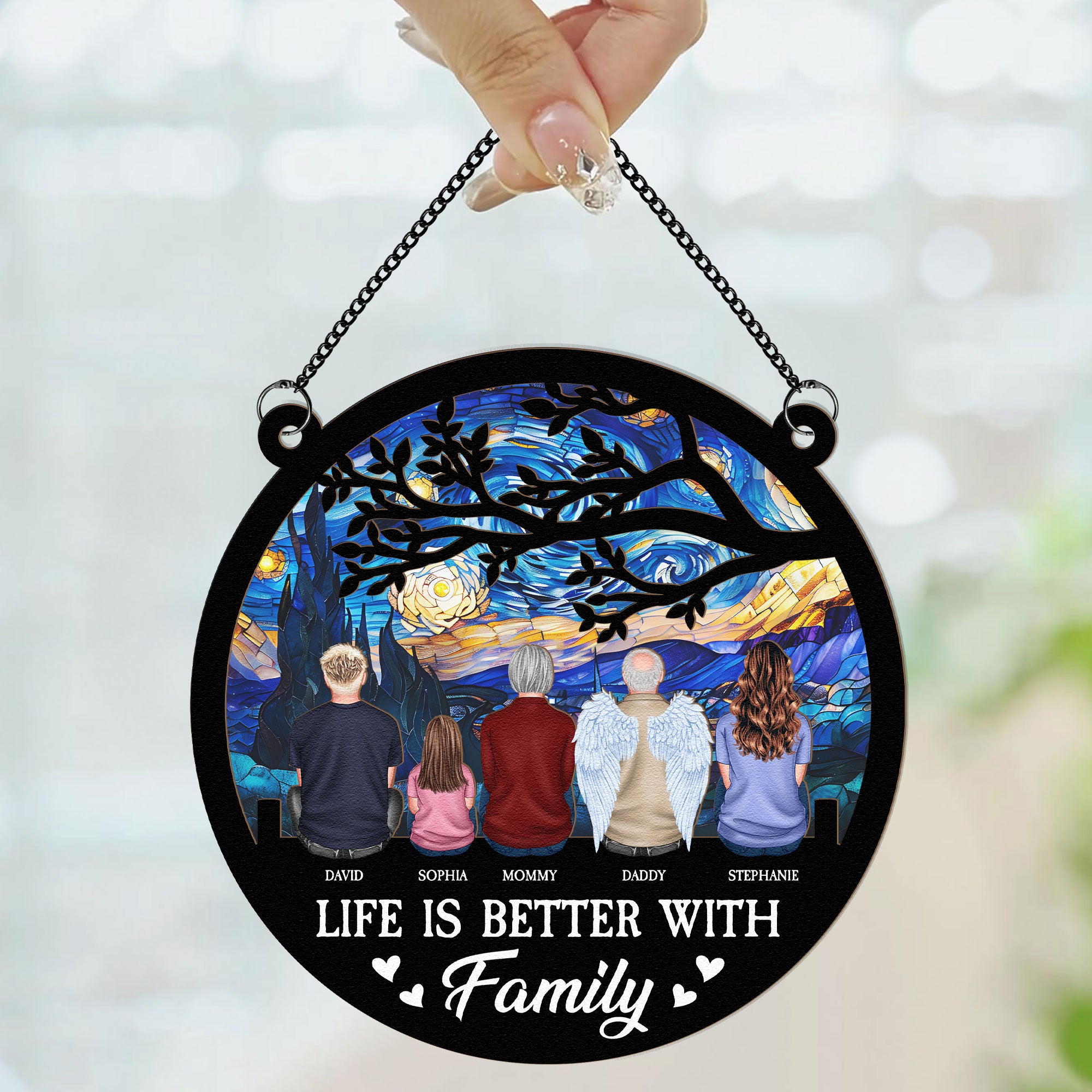 Life Is Better With Family - Personalized Window Hanging Suncatcher Ornament