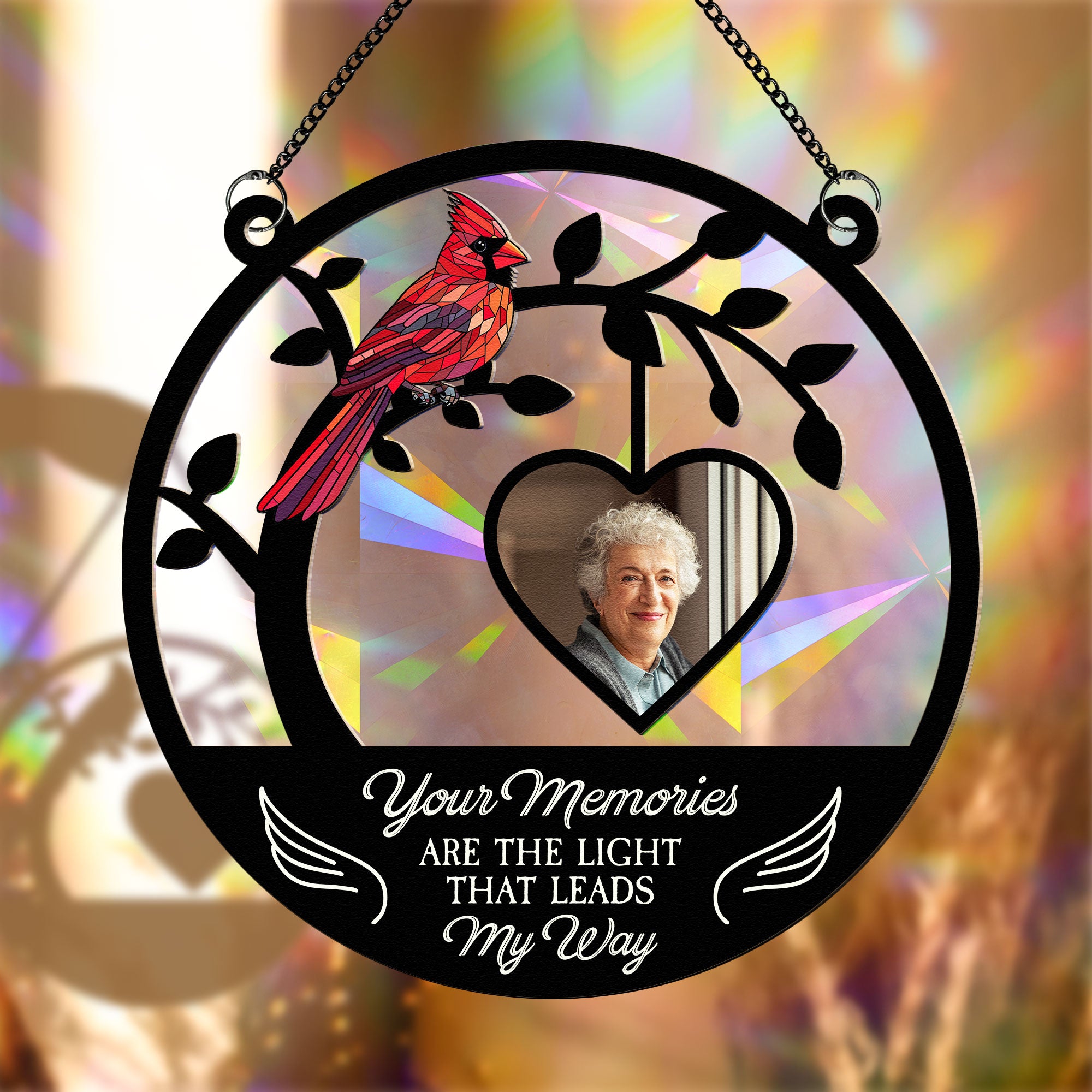 Light That Leads My Way - Personalized Photo Rainbow Suncatcher