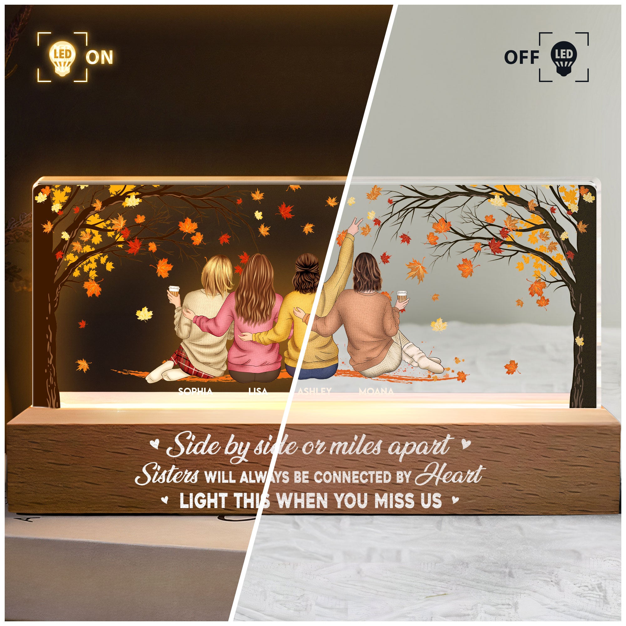 Light This When Missing Sisters - Personalized LED Night Light