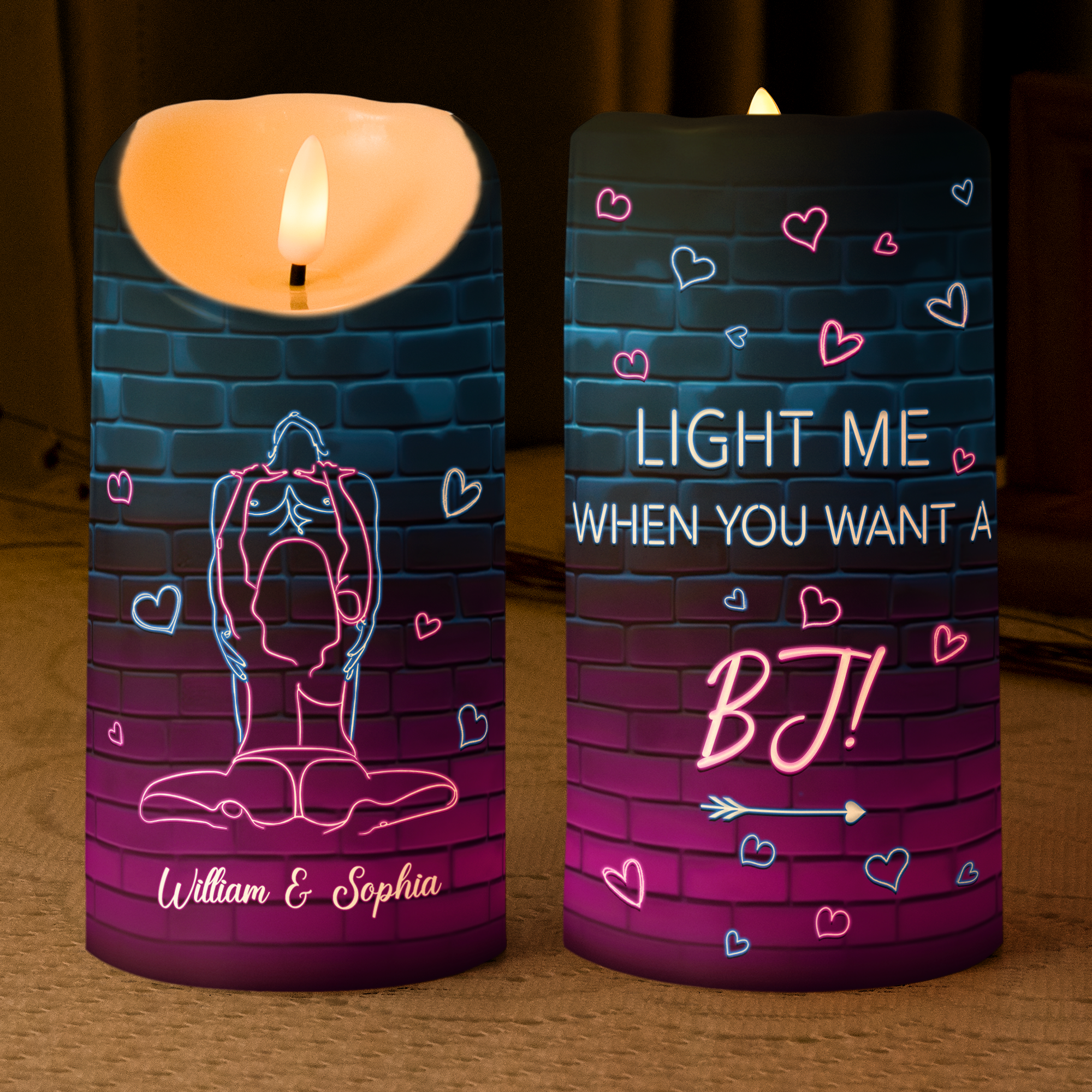 Light When You Want Me BJ - Naughty Gifts For Couples - Personalized LED Candle