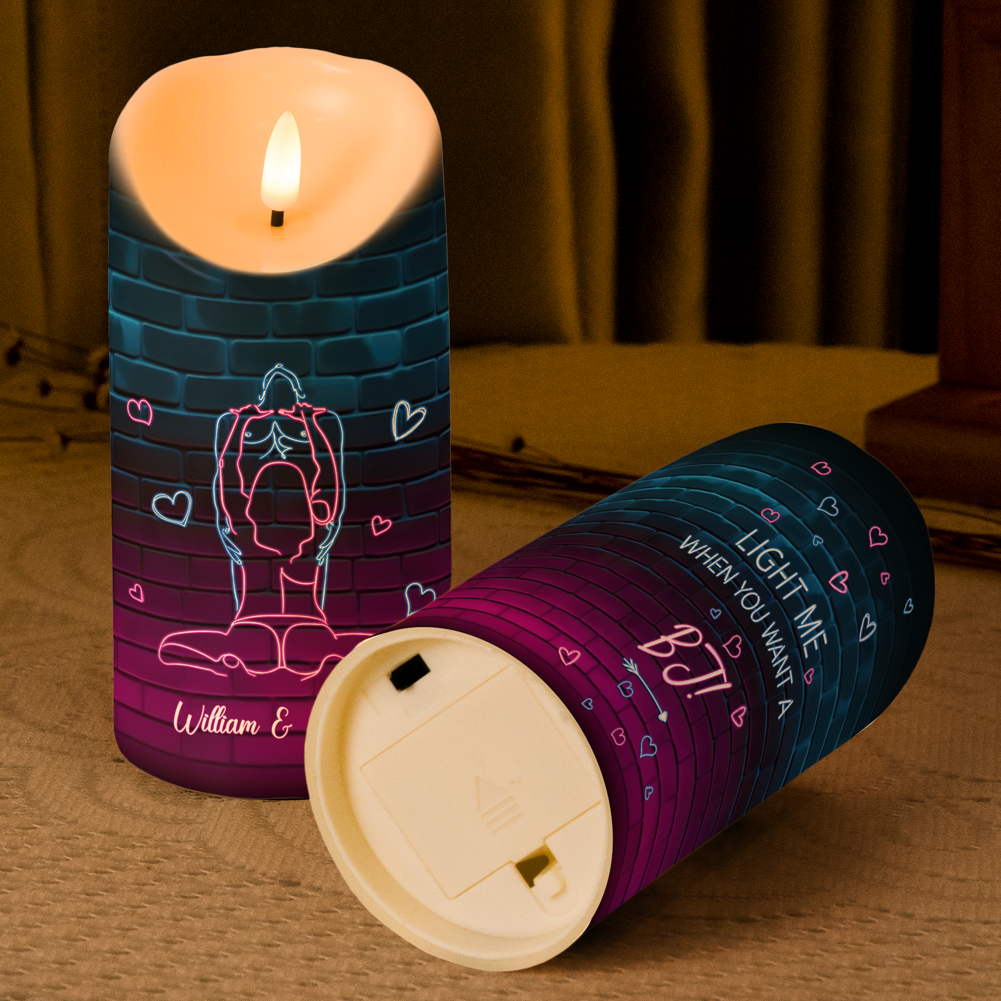 Light When You Want Me BJ - Naughty Gifts For Couples - Personalized LED Candle