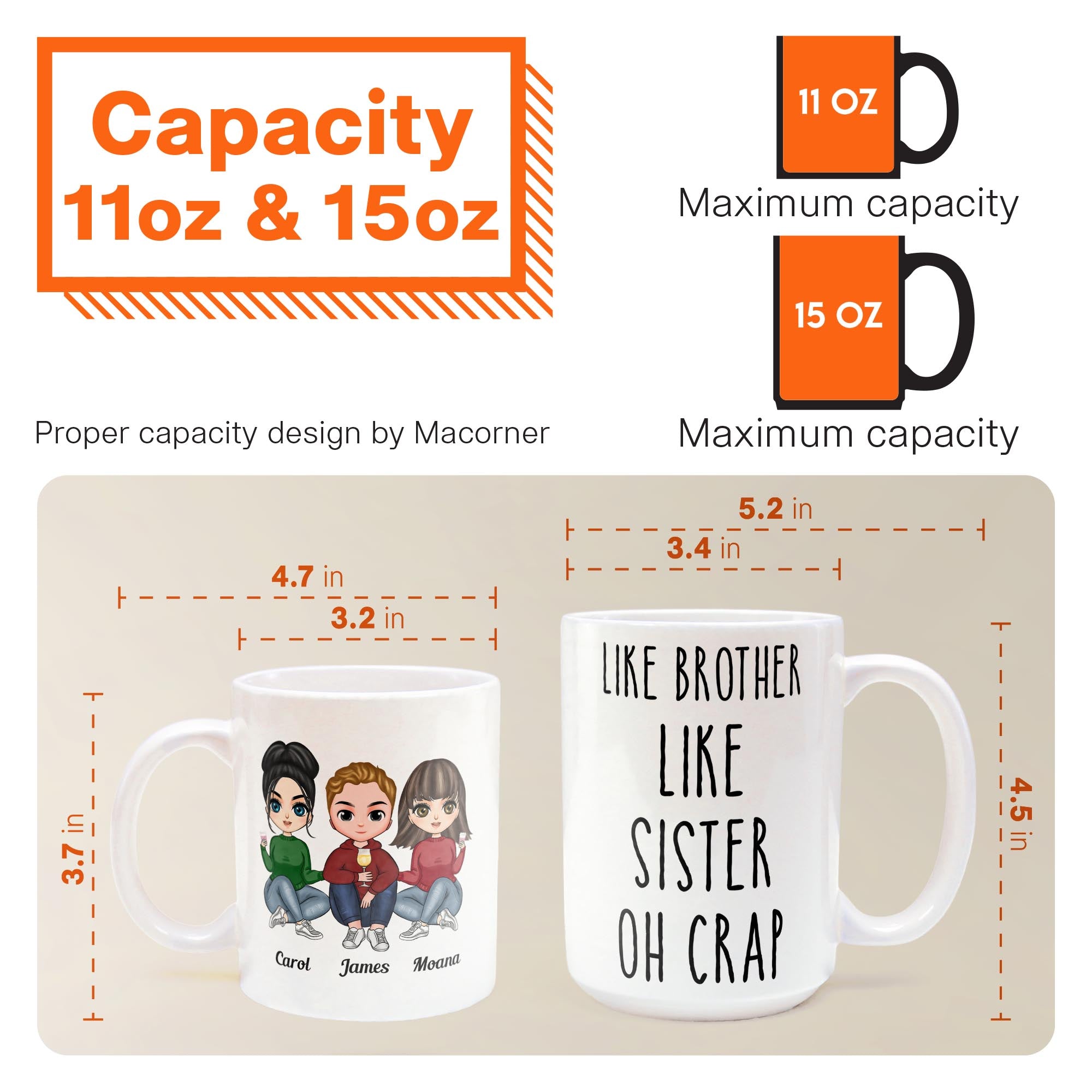 Like Brother Like Sister Oh Crap  - Personalized Mug - Birthday, Christmas Gift For Brothers, Sisters  - Cartoon Family 