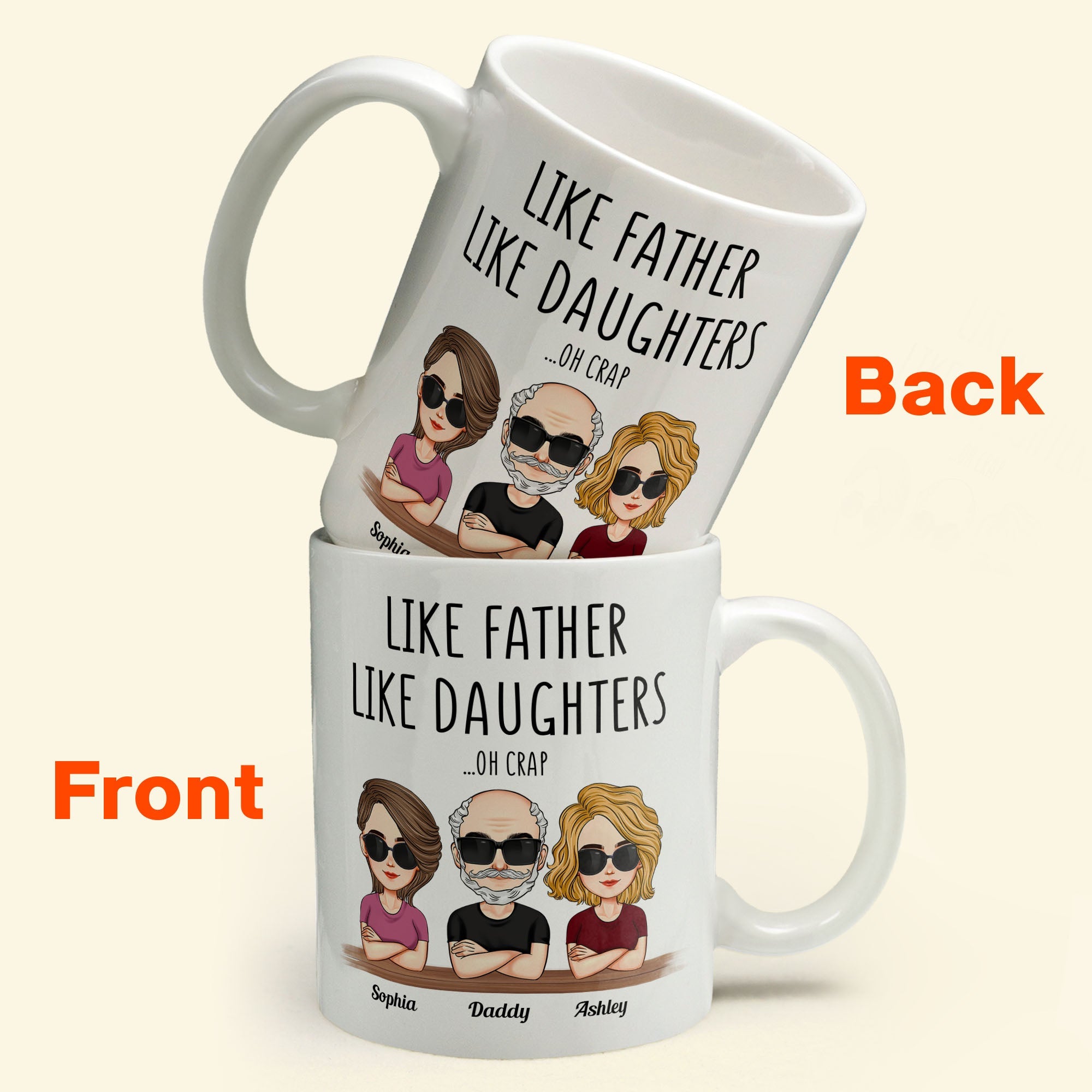 Like Father Like Daughter - Cartoon Version - Personalized Mug