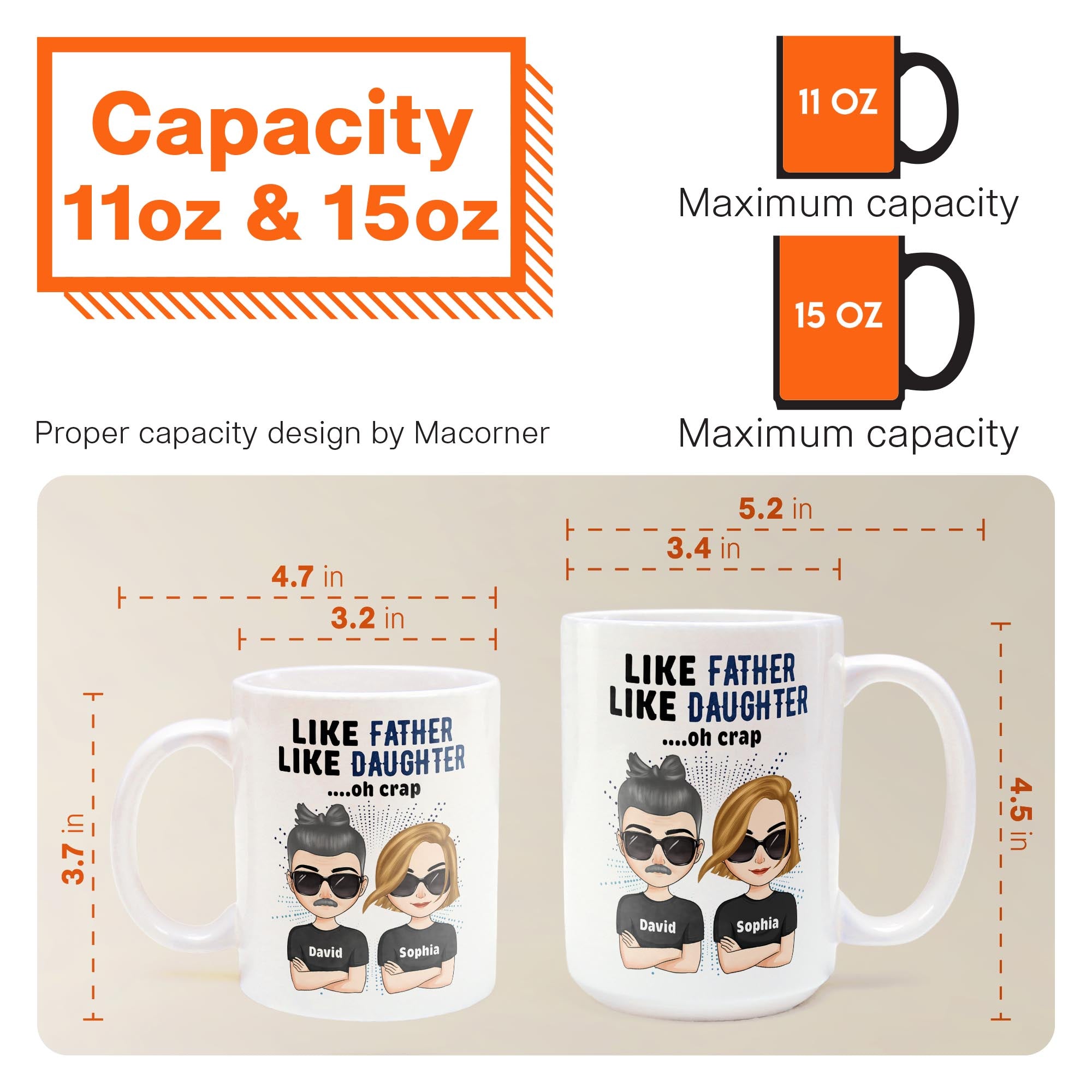 Like Father Like Daughter Oh Crap - Chibi Version  - Personalized Mug