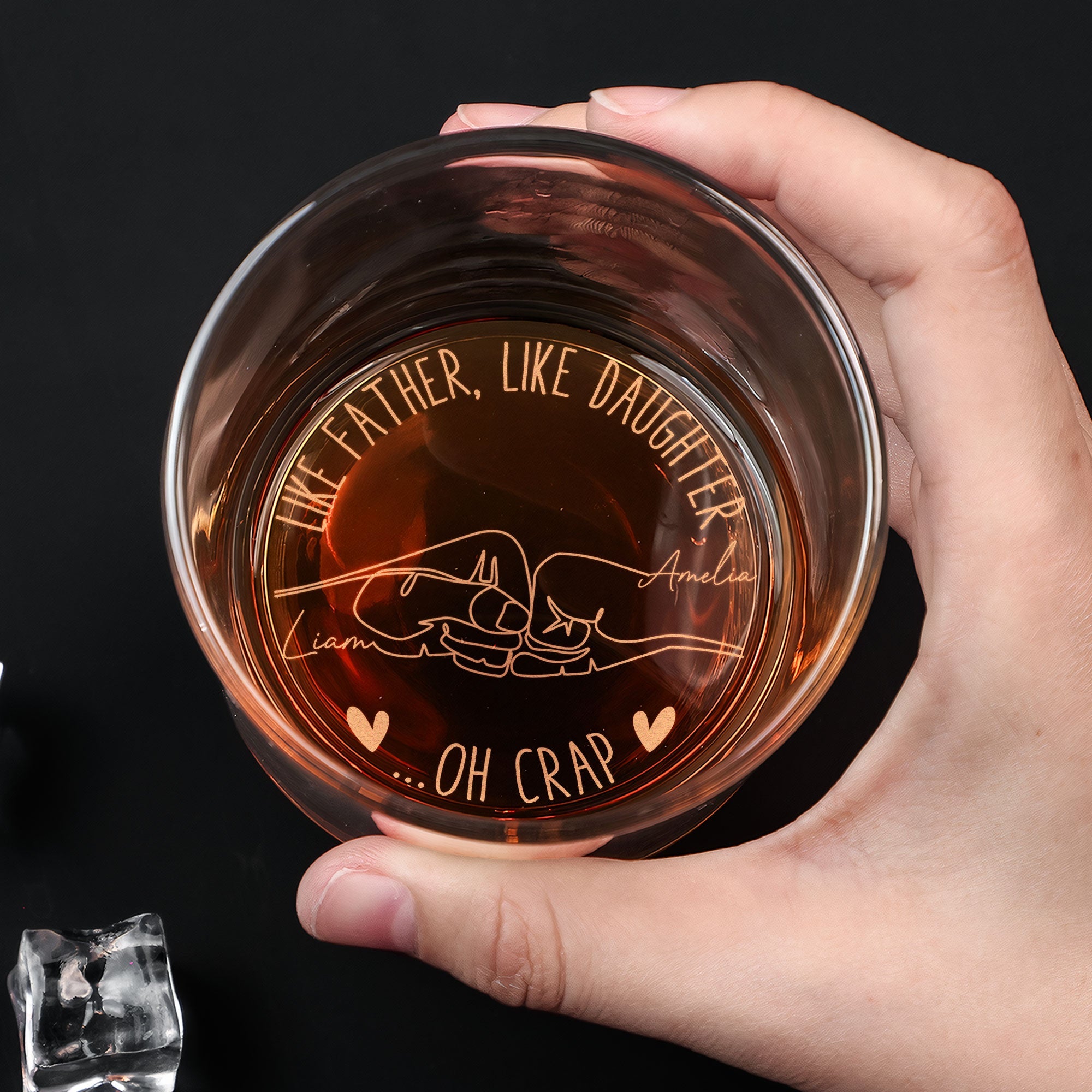 Like Father, Like Daughters ...Oh Crap - Personalized Engraved Whiskey Glass