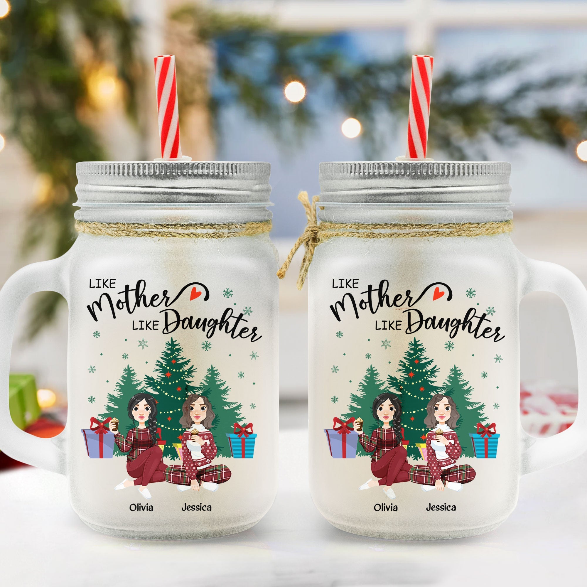 Like Mother Like Children - Personalized Mason Jar Cup With Straw