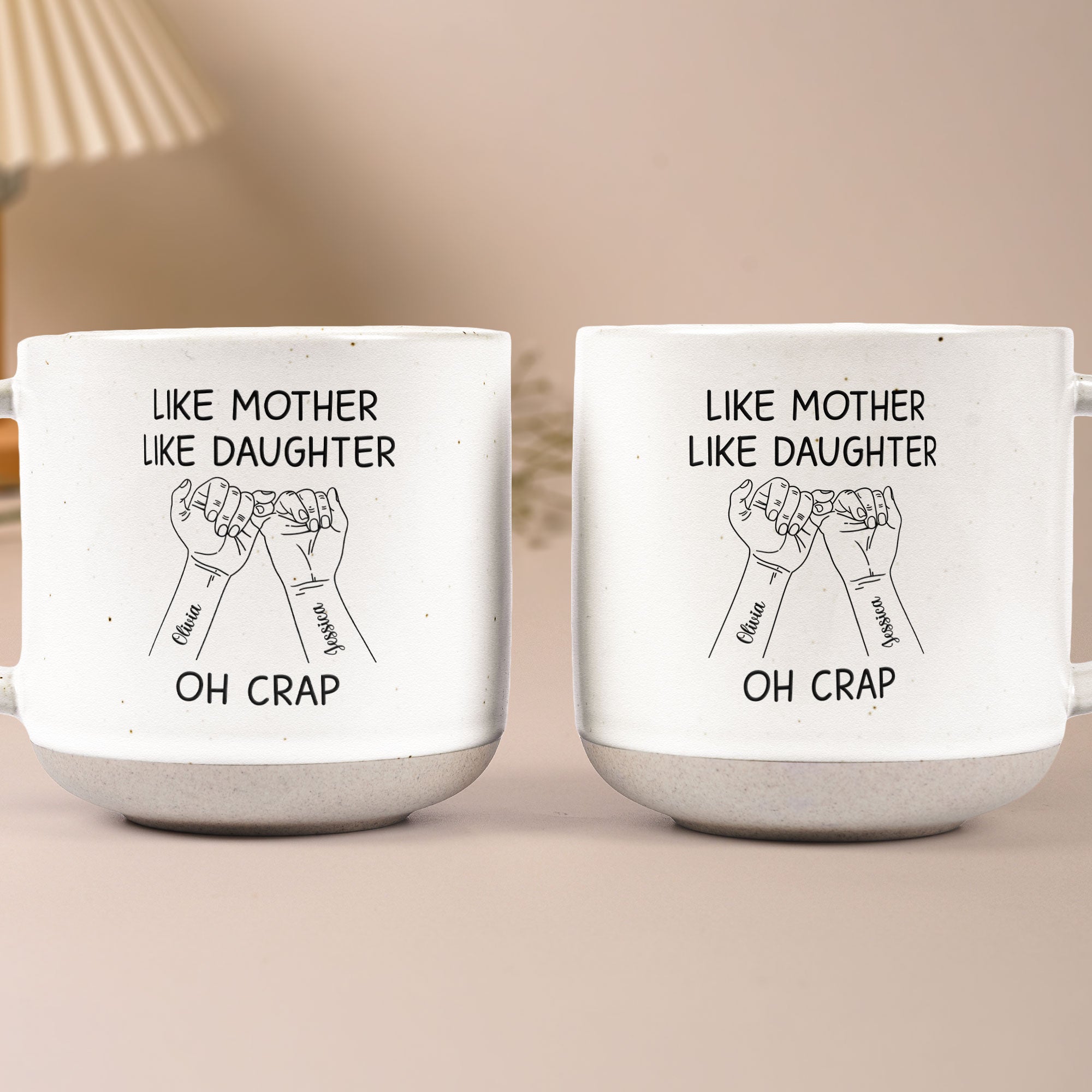 Like Mother Like Daughter - Hands Version - Personalized Pottery Mug