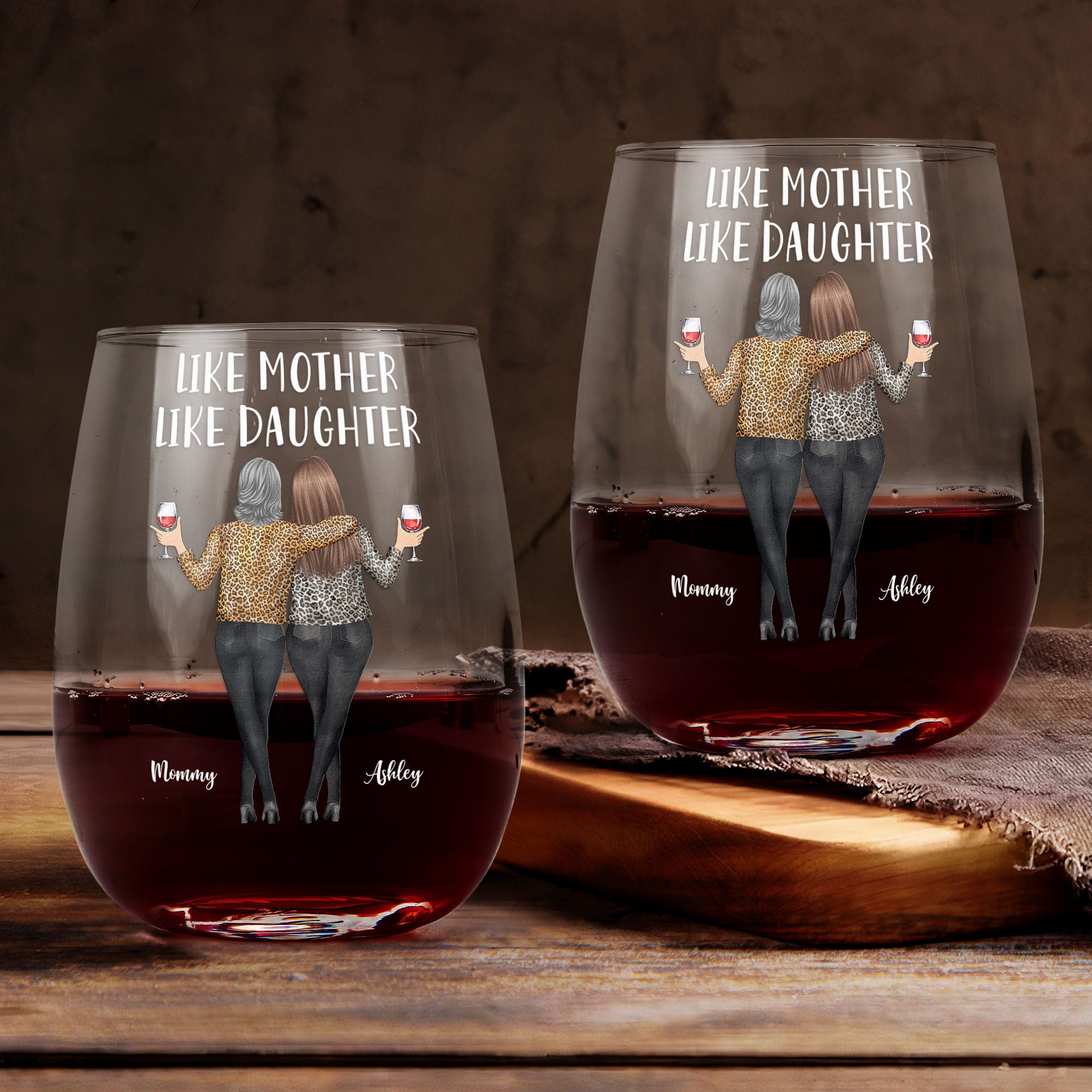 Like Mother Like Daughter - Personalized Stemless Wine Glass