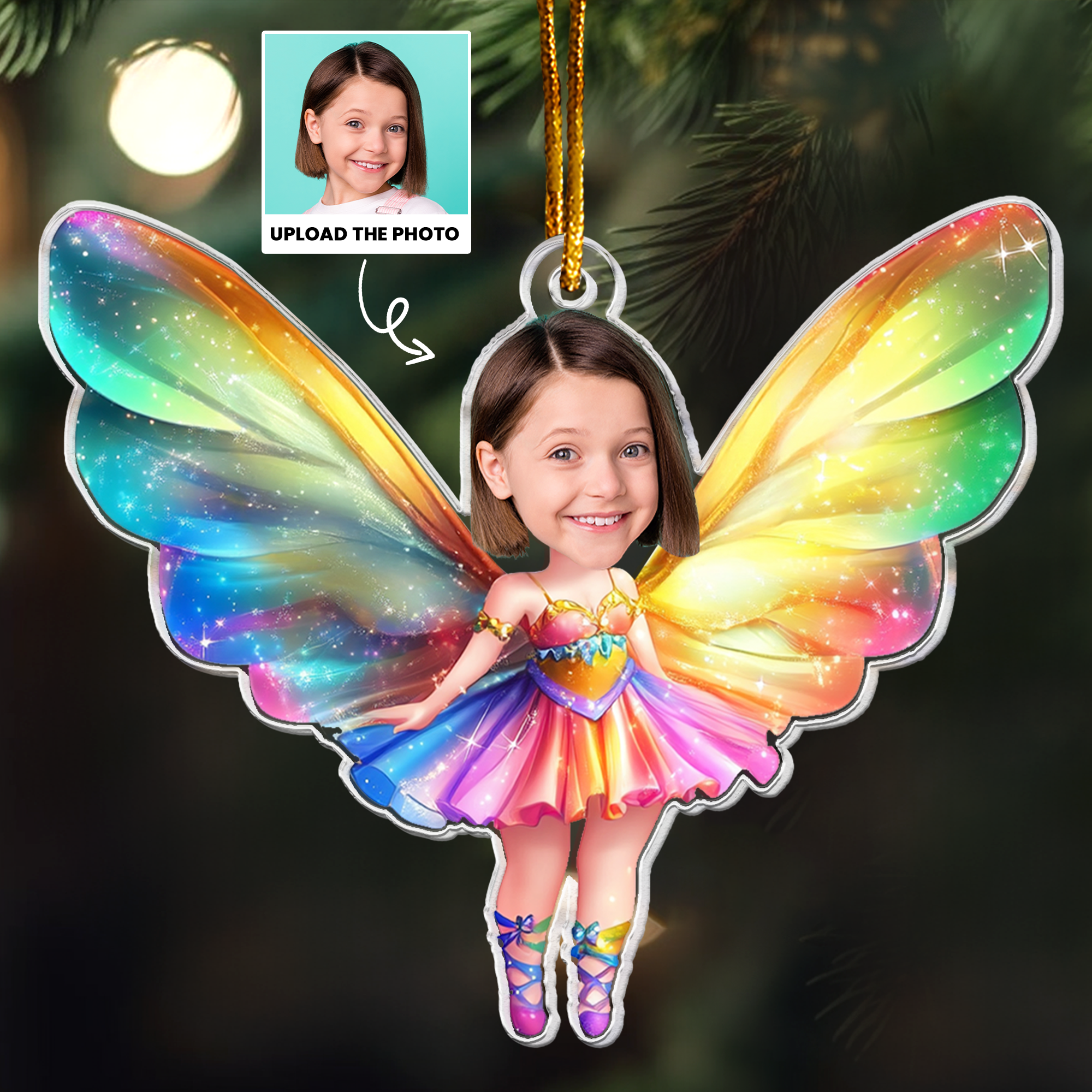 Little Fairy Princess - Custom Face Ornament Gifts For Daughter, Girl, Kids - Personalized Acrylic Photo Ornament