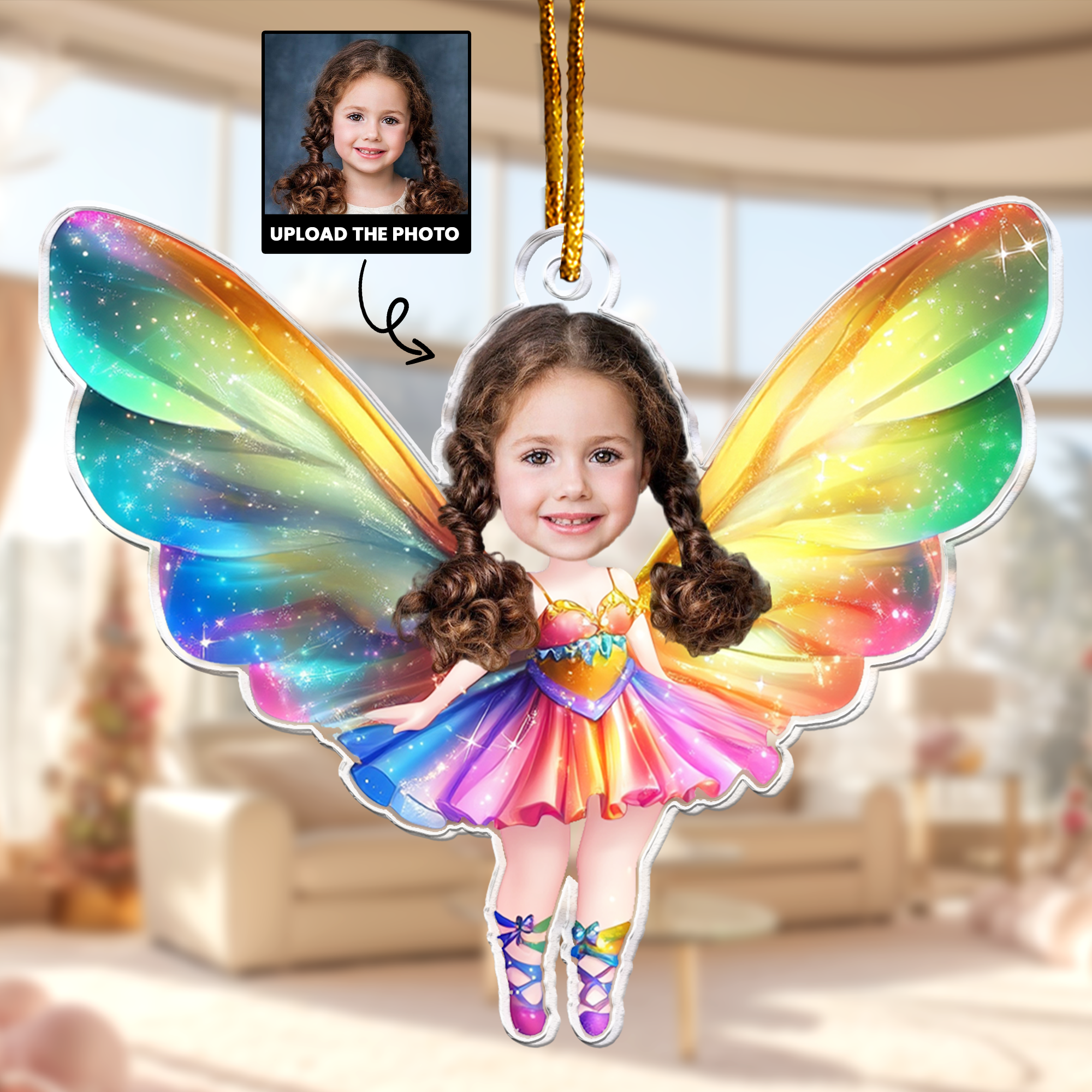 Little Fairy Princess - Custom Face Ornament Gifts For Daughter, Girl, Kids - Personalized Acrylic Photo Ornament