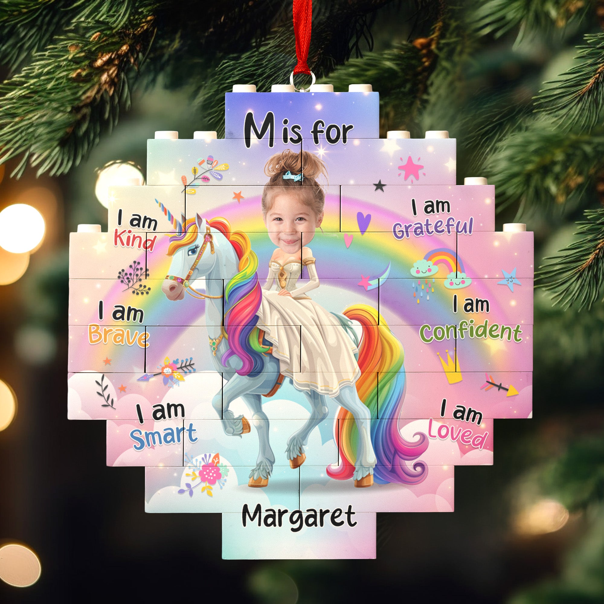 Little Girl Princess - Gift For Granddaughter, Daughter - Custom Buildable Christmas Photo Ornament