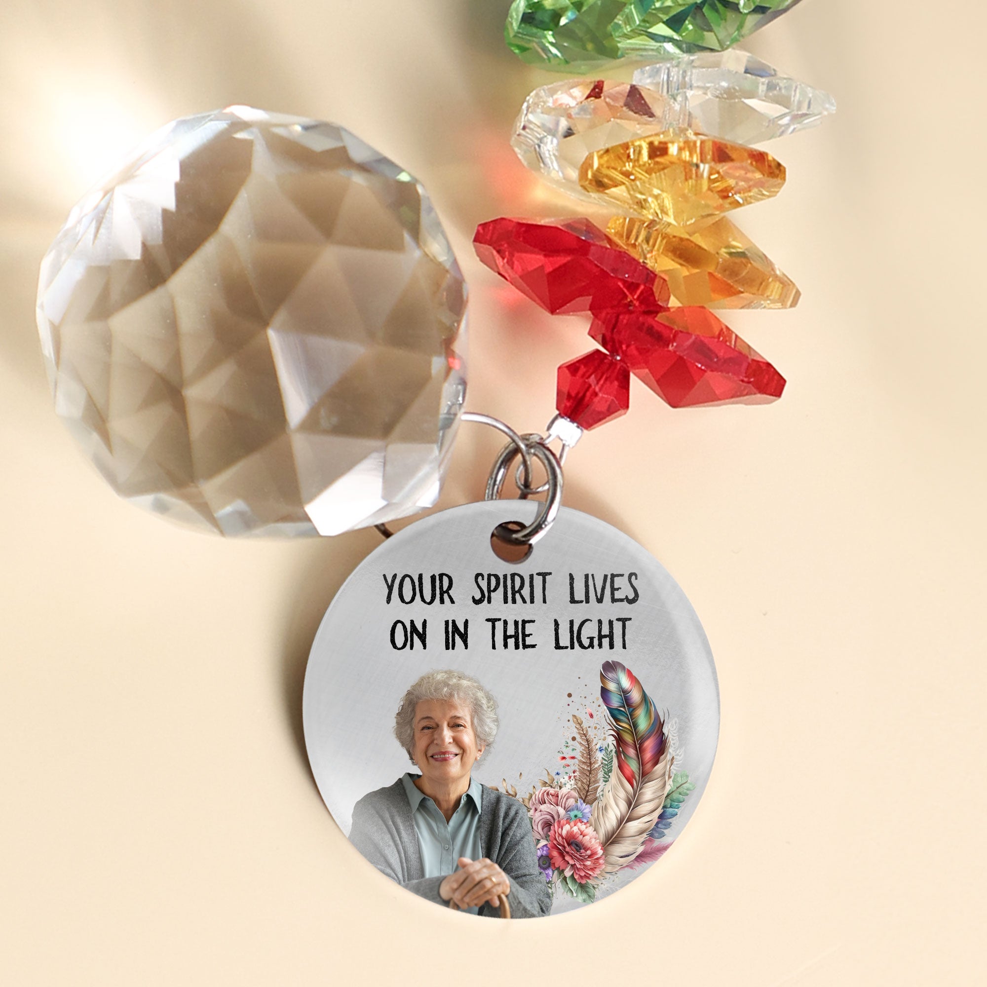 Lives On In The Light - Personalized Photo Ball Prism Suncatcher