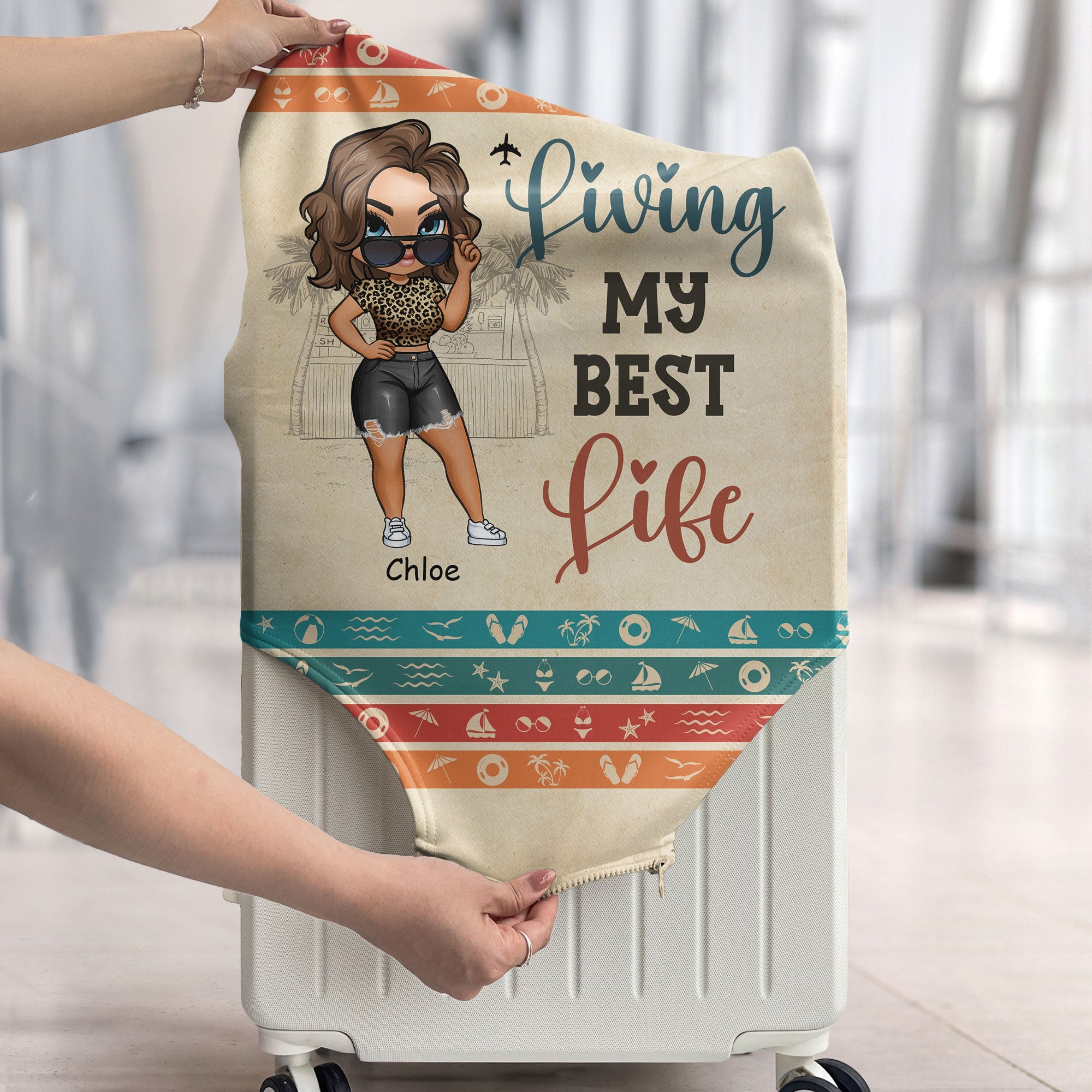 Living My Best Life - Personalized Luggage Cover