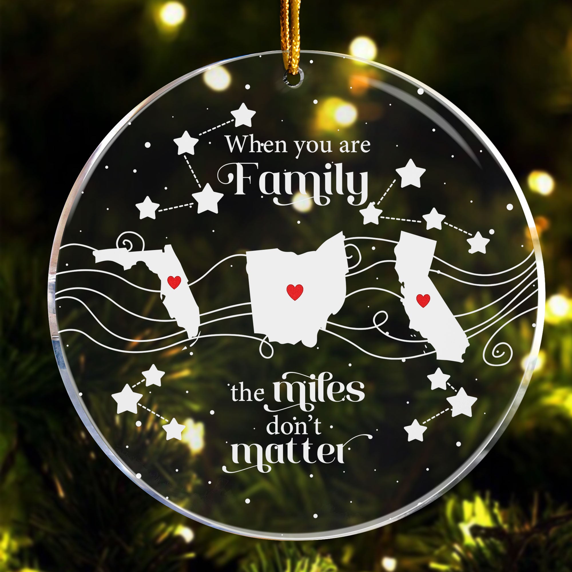 Long Distance Family Friends Siblings - Personalized Acrylic Ornament