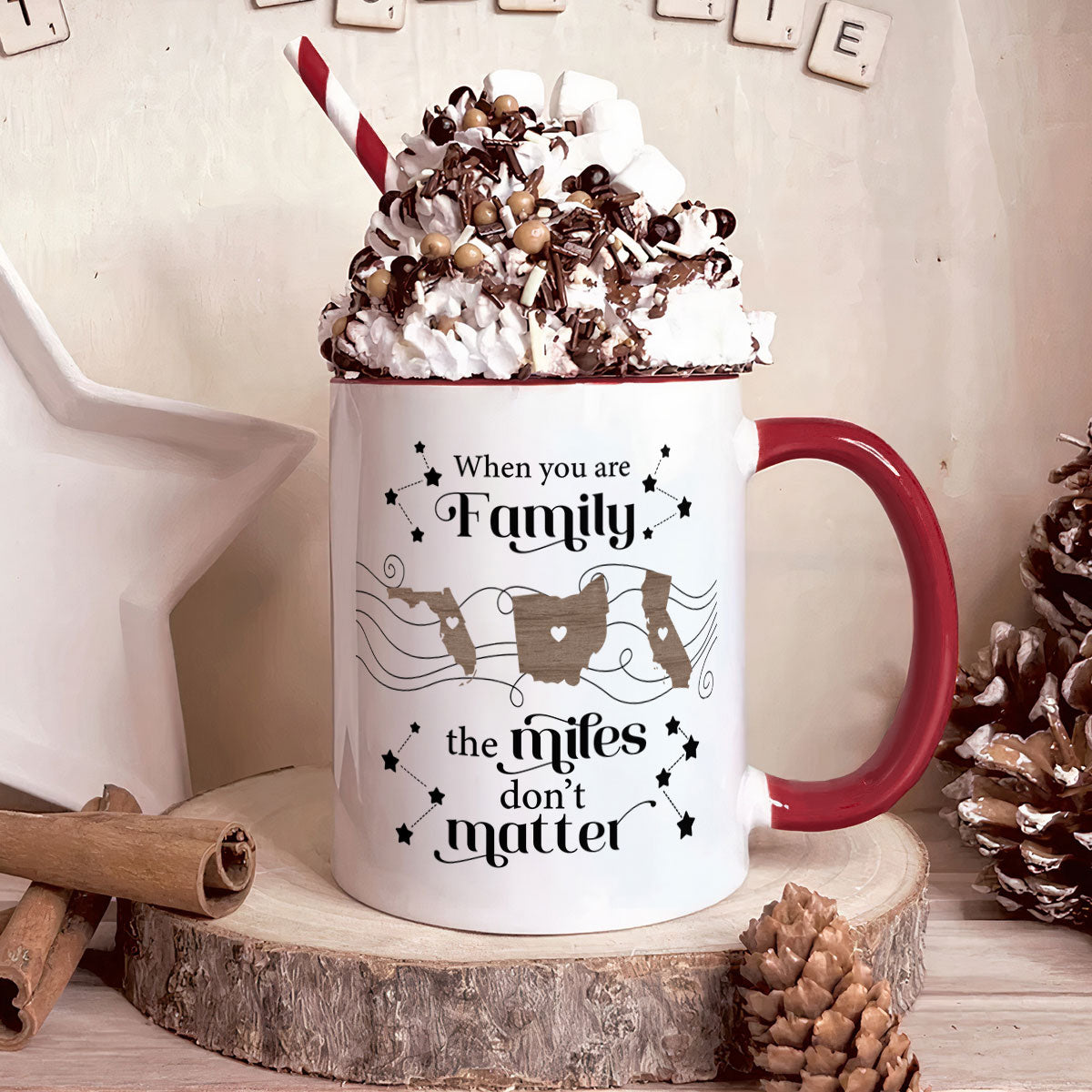 Long Distance Family - Personalized Accent Mug