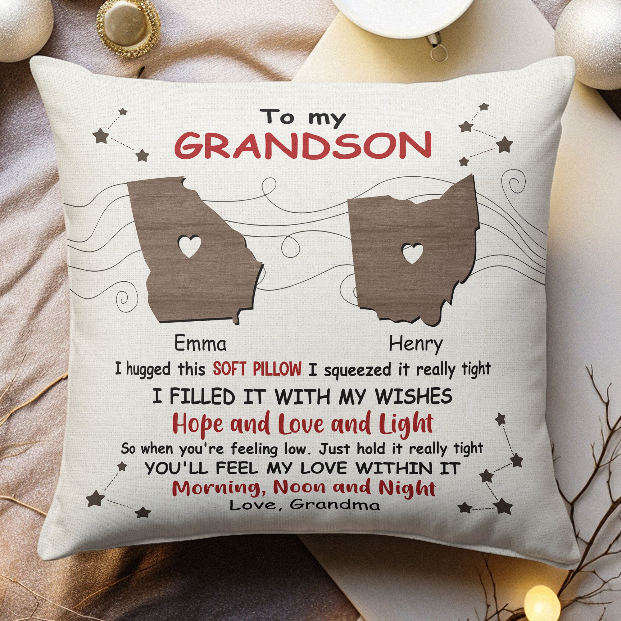 Long Distance Grandparent & Grandkids - Personalized Pillow (Insert Included)