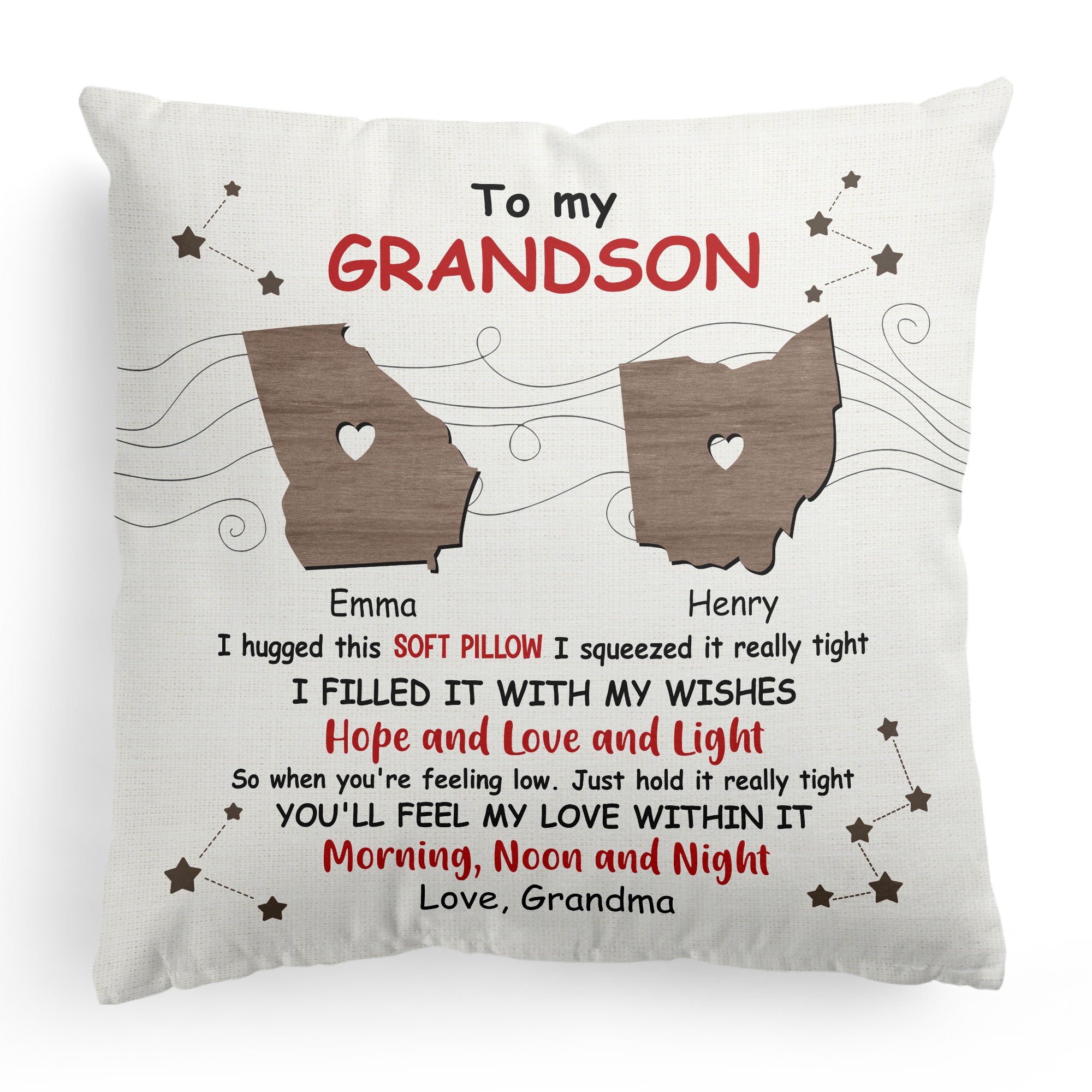 Long Distance Grandparent & Grandkids - Personalized Pillow (Insert Included)