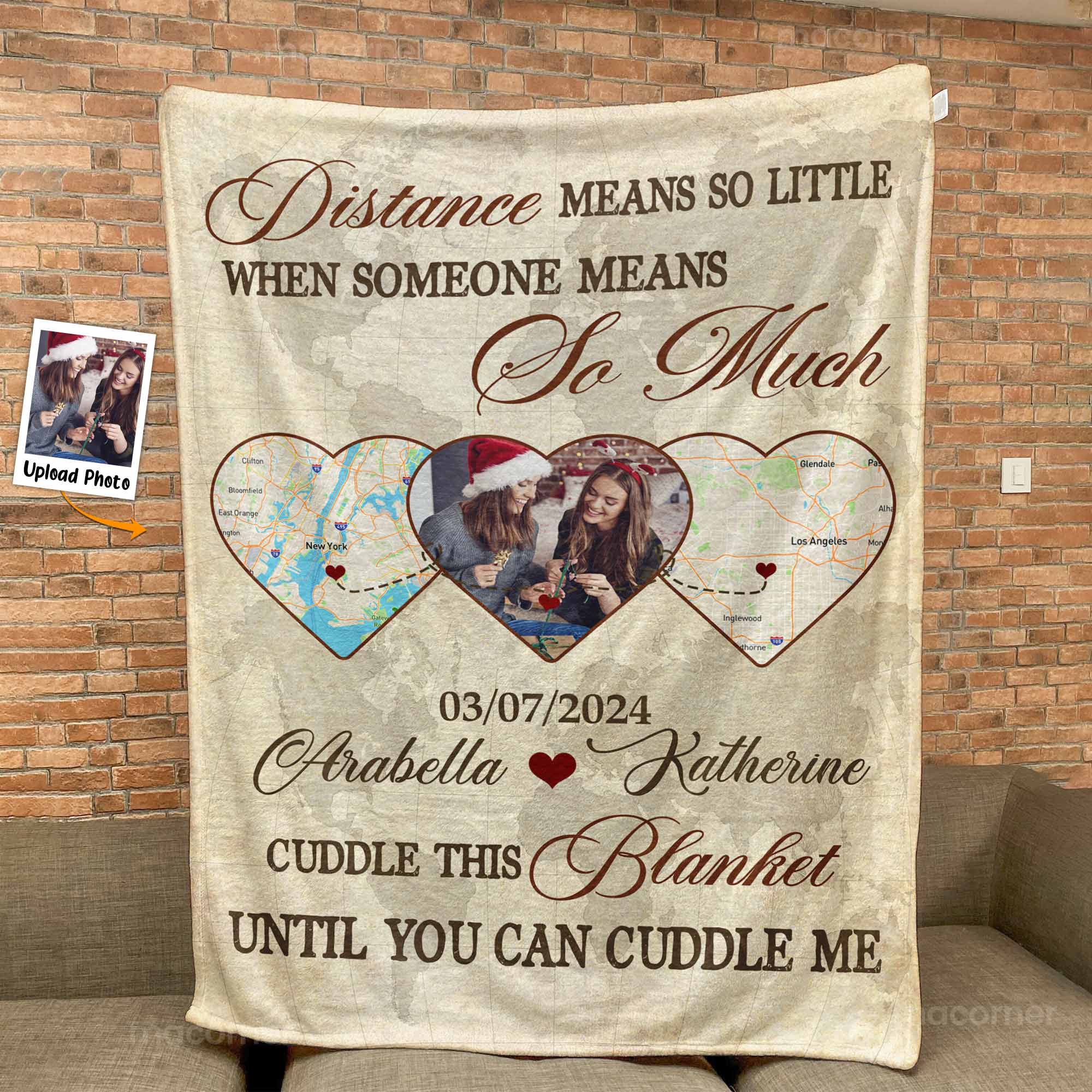 Long Distance Relationship Cuddle This Blanket - Personalized Photo Blanket