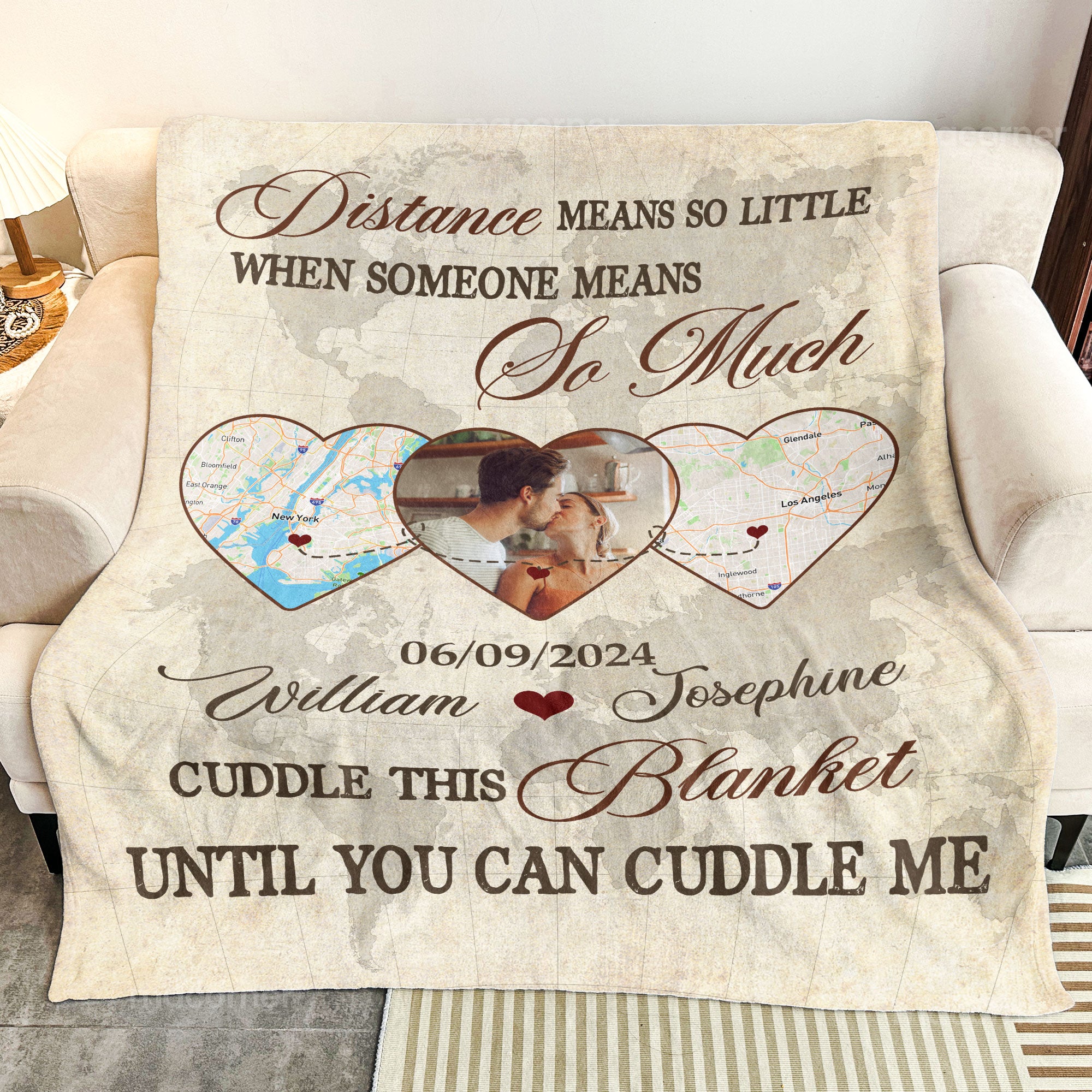 Long Distance Relationship Cuddle This Blanket - Personalized Photo Blanket