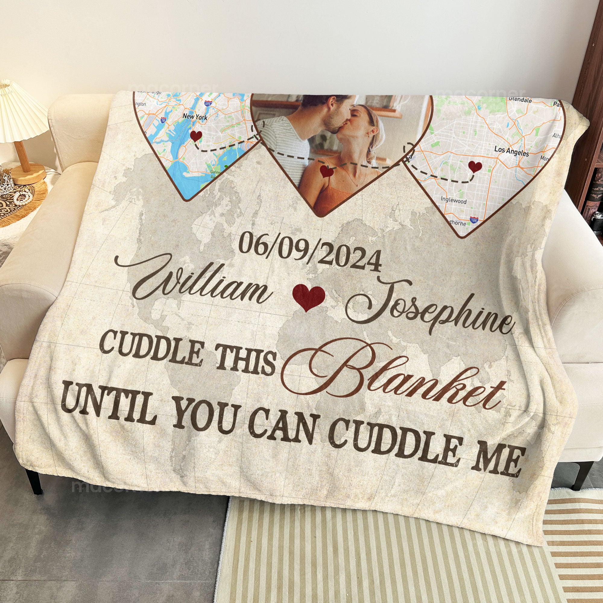 Long Distance Relationship Cuddle This Blanket - Personalized Photo Blanket