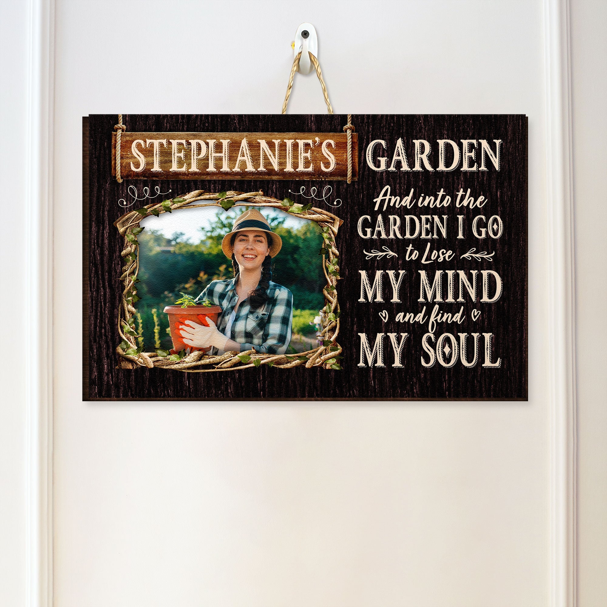 Lose My Mind And Find My Soul - Personalized Custom Shaped Wood Photo Sign