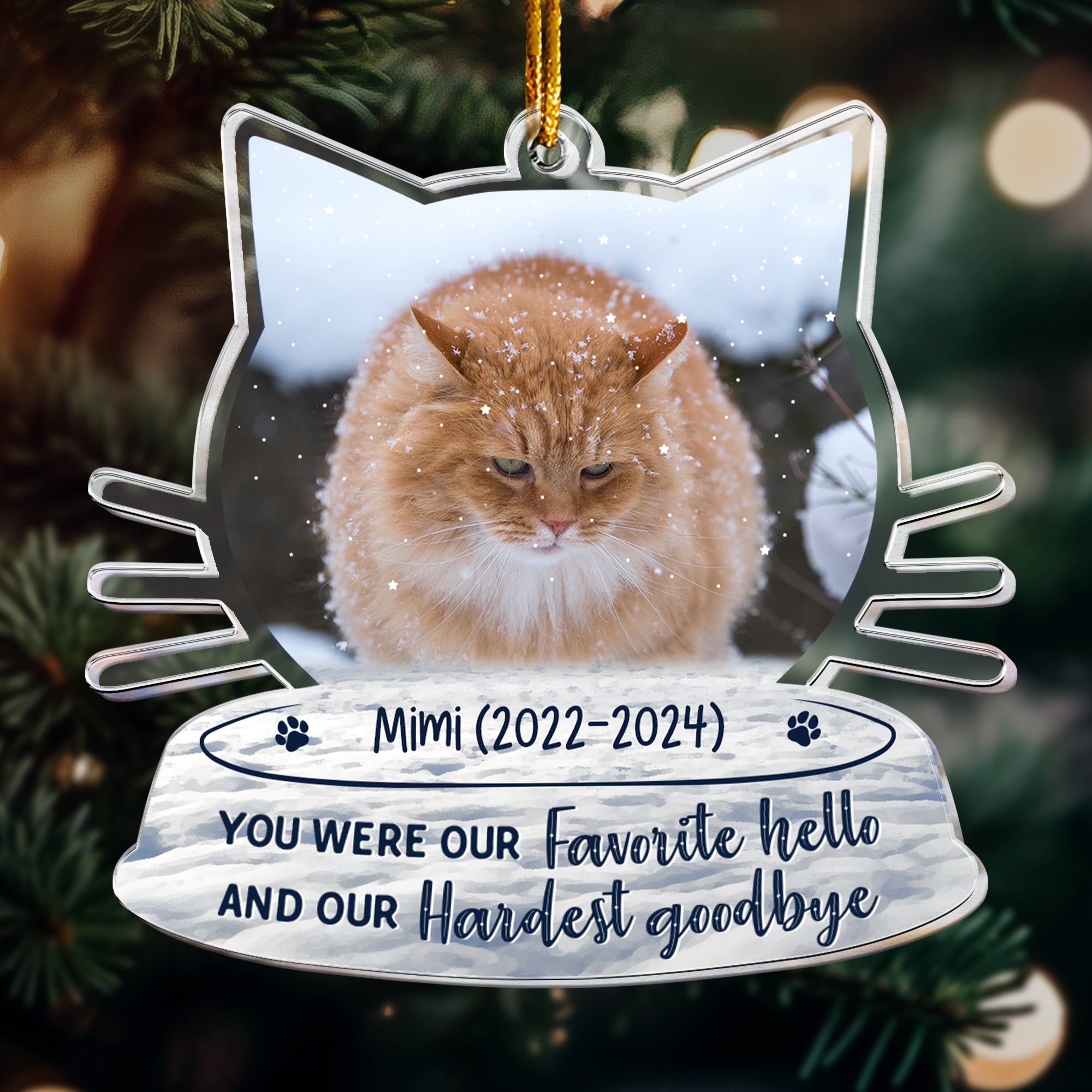 Loss Of Cat Forever In Our Hearts - Personalized Acrylic Photo Ornament