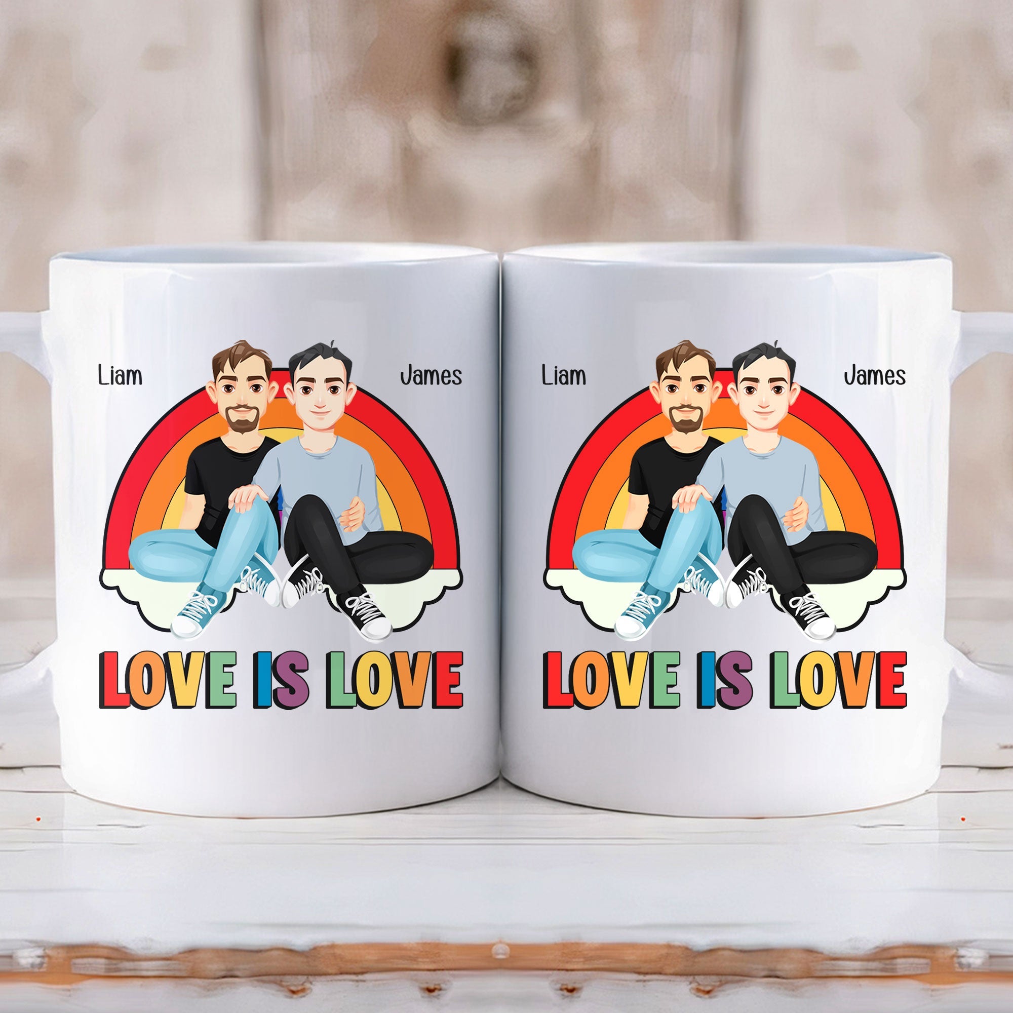 Love Is Love Rainbow Pride Month - Personalized Mug